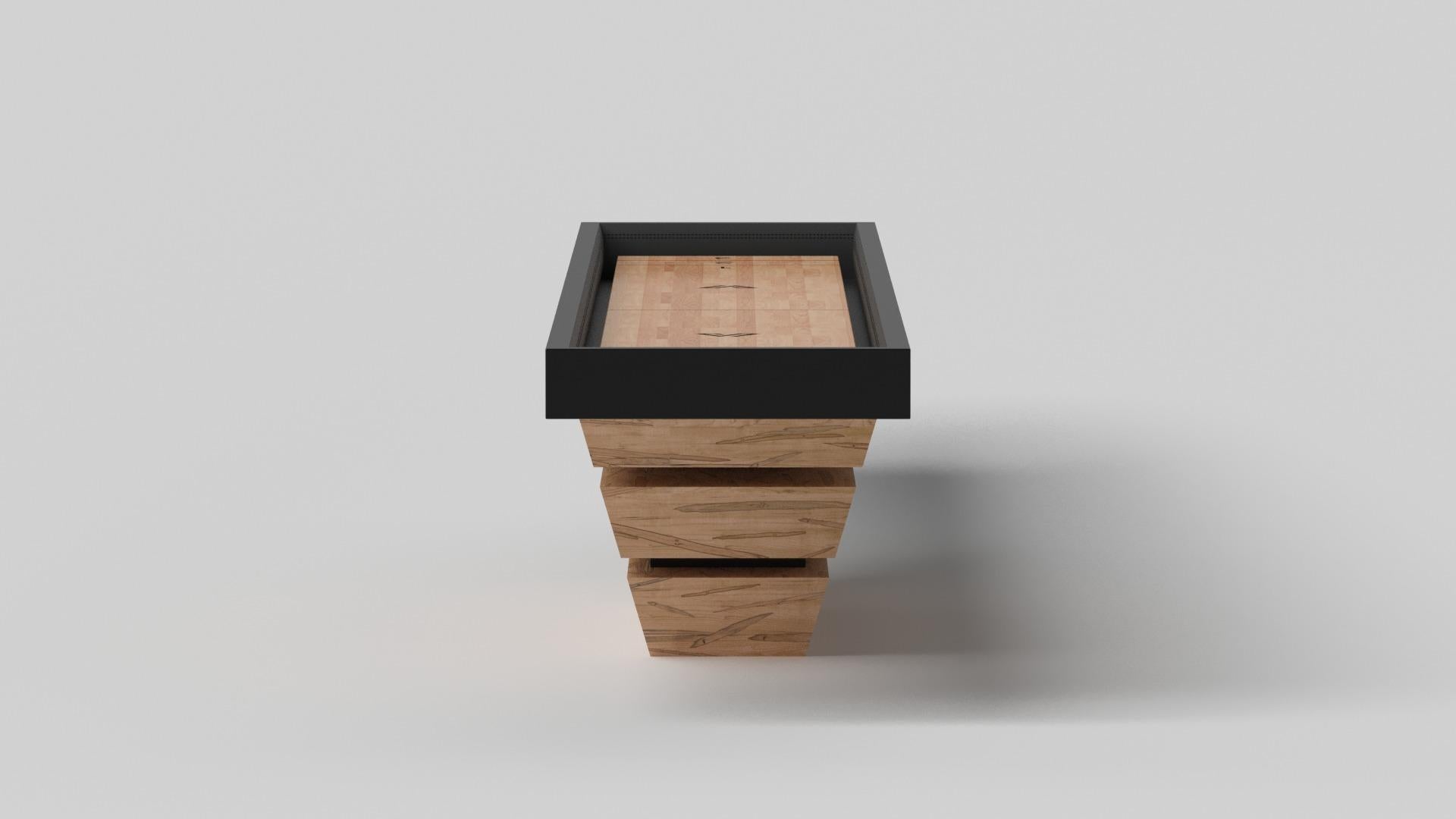 Modern Elevate Customs Louve Shuffleboard Tables / Solid Curly Maple Wood in 18' - USA For Sale