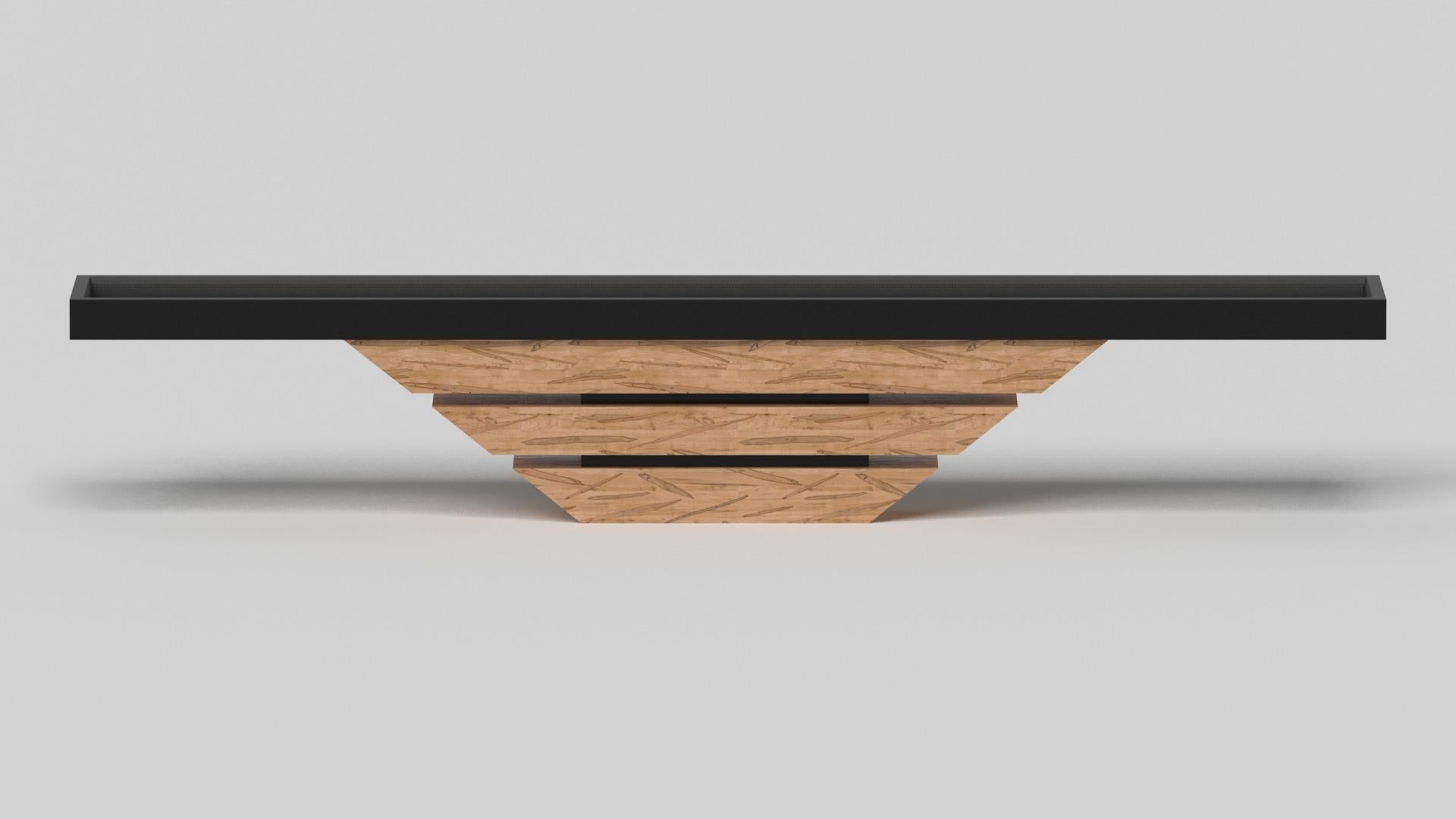 American Elevate Customs Louve Shuffleboard Tables / Solid Curly Maple Wood in 18' - USA For Sale