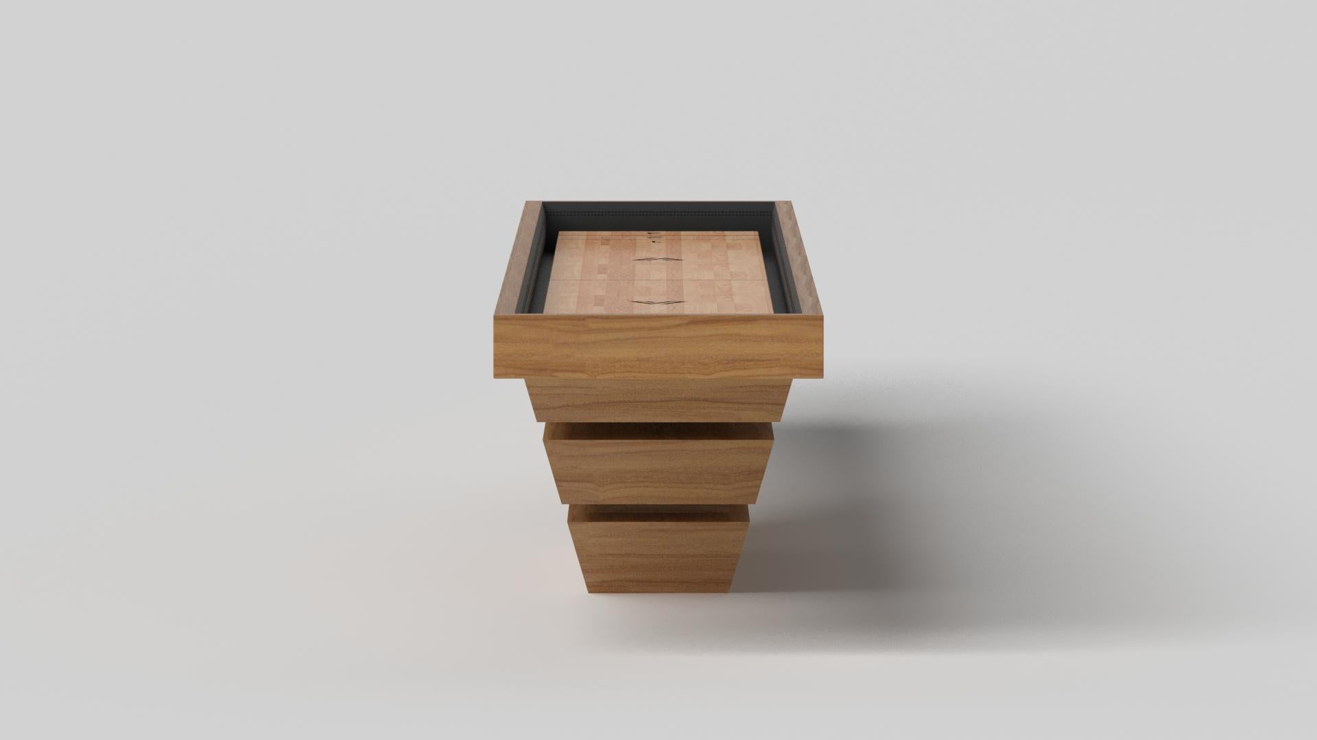 Modern Elevate Customs Louve Shuffleboard Tables / Solid Teak Wood in 12' - USA For Sale