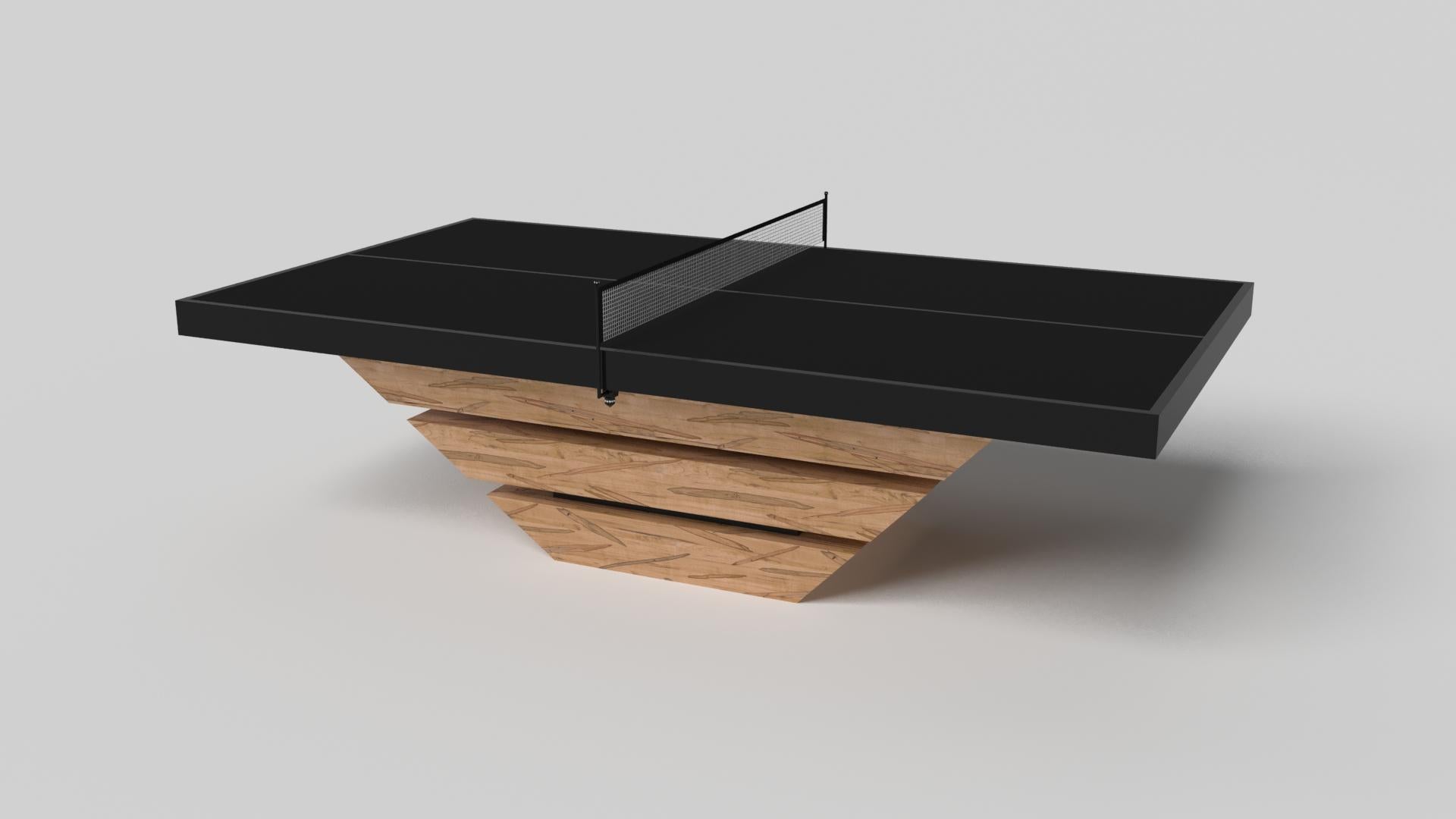 Three solid pieces of metal seemingly float around a concealed center base, making the Louve table tennis table in chrome one of our most mind-bending designs. Crafted from durable metal and detailed with a regulation net on top, this contemporary
