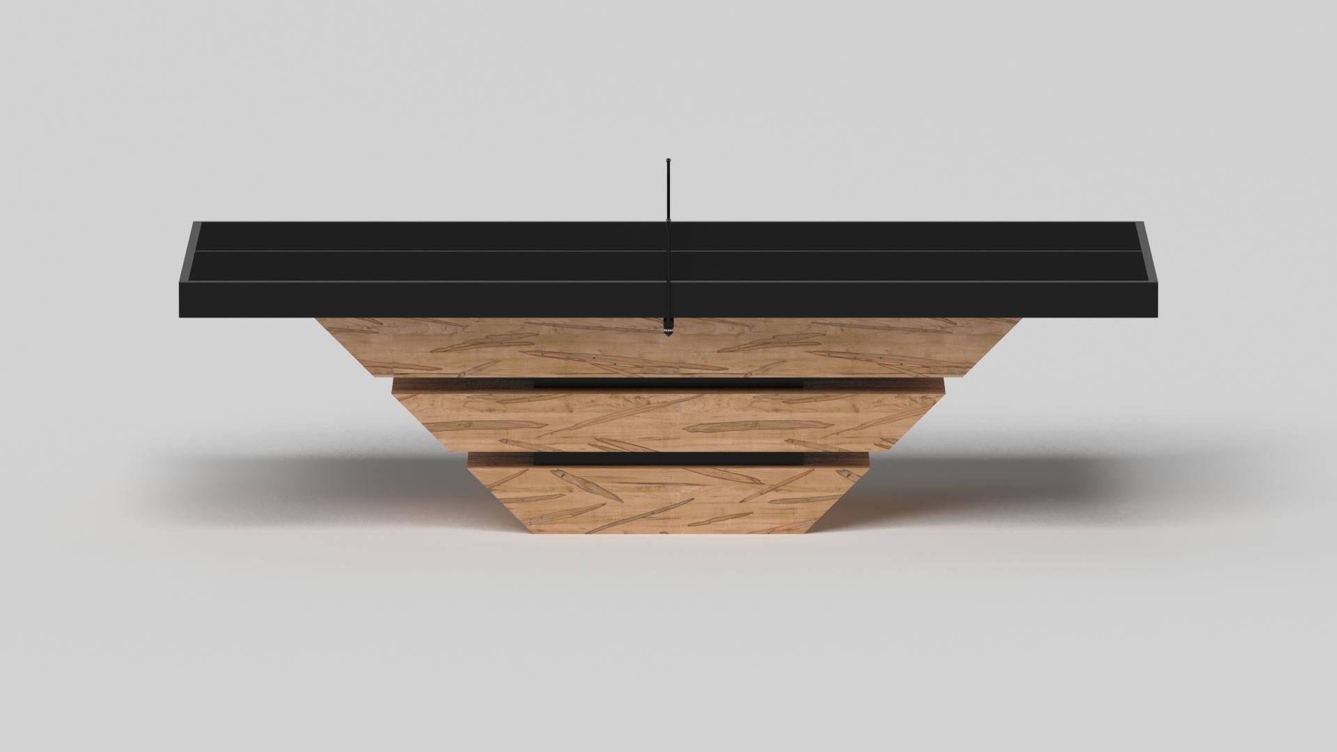 American Elevate Customs Louve Tennis Table / Solid Curly Maple Wood in 9' - Made in USA For Sale