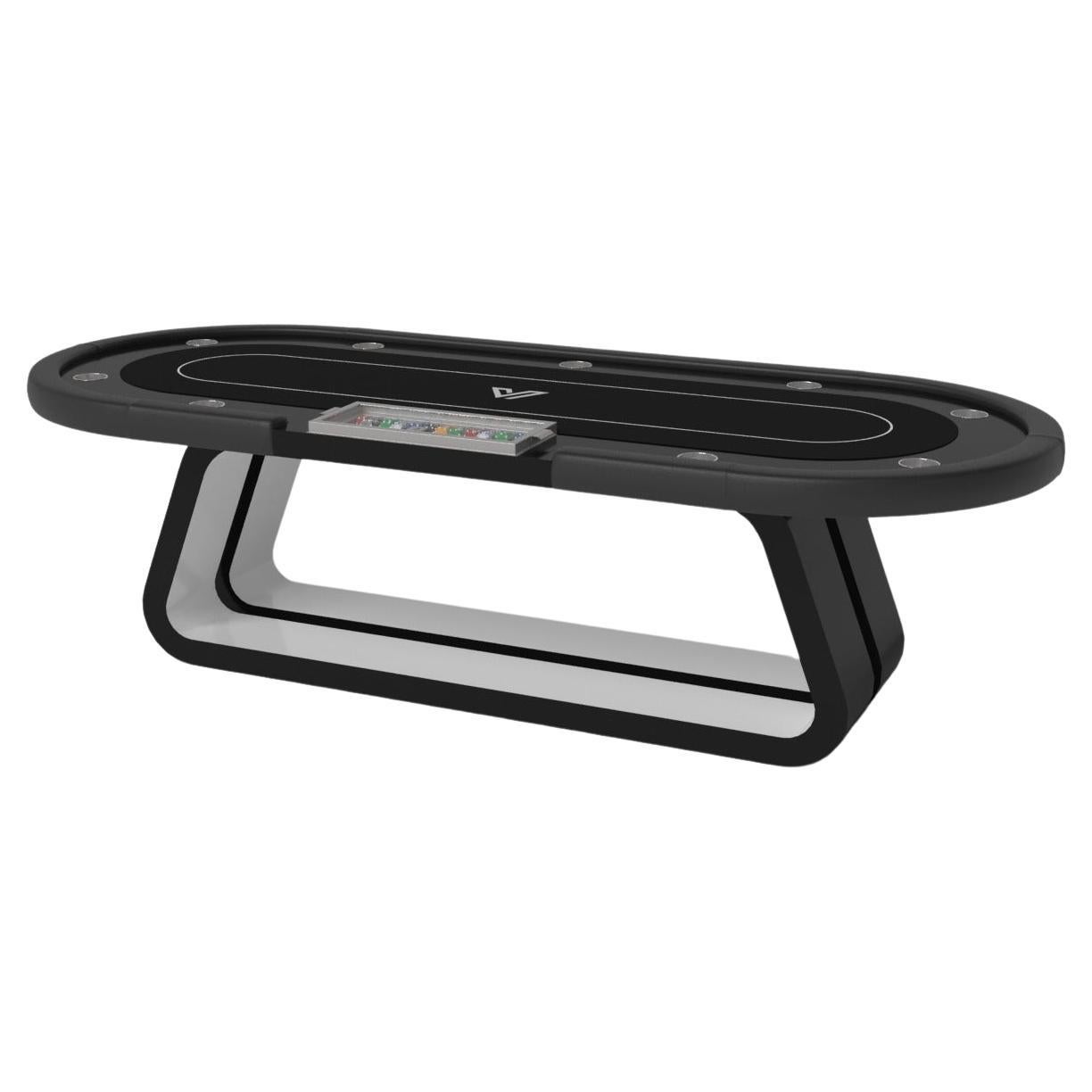 Elevate Customs Luge Poker Tables/Solid Pantone Black Color in 8'8" -Made in USA For Sale