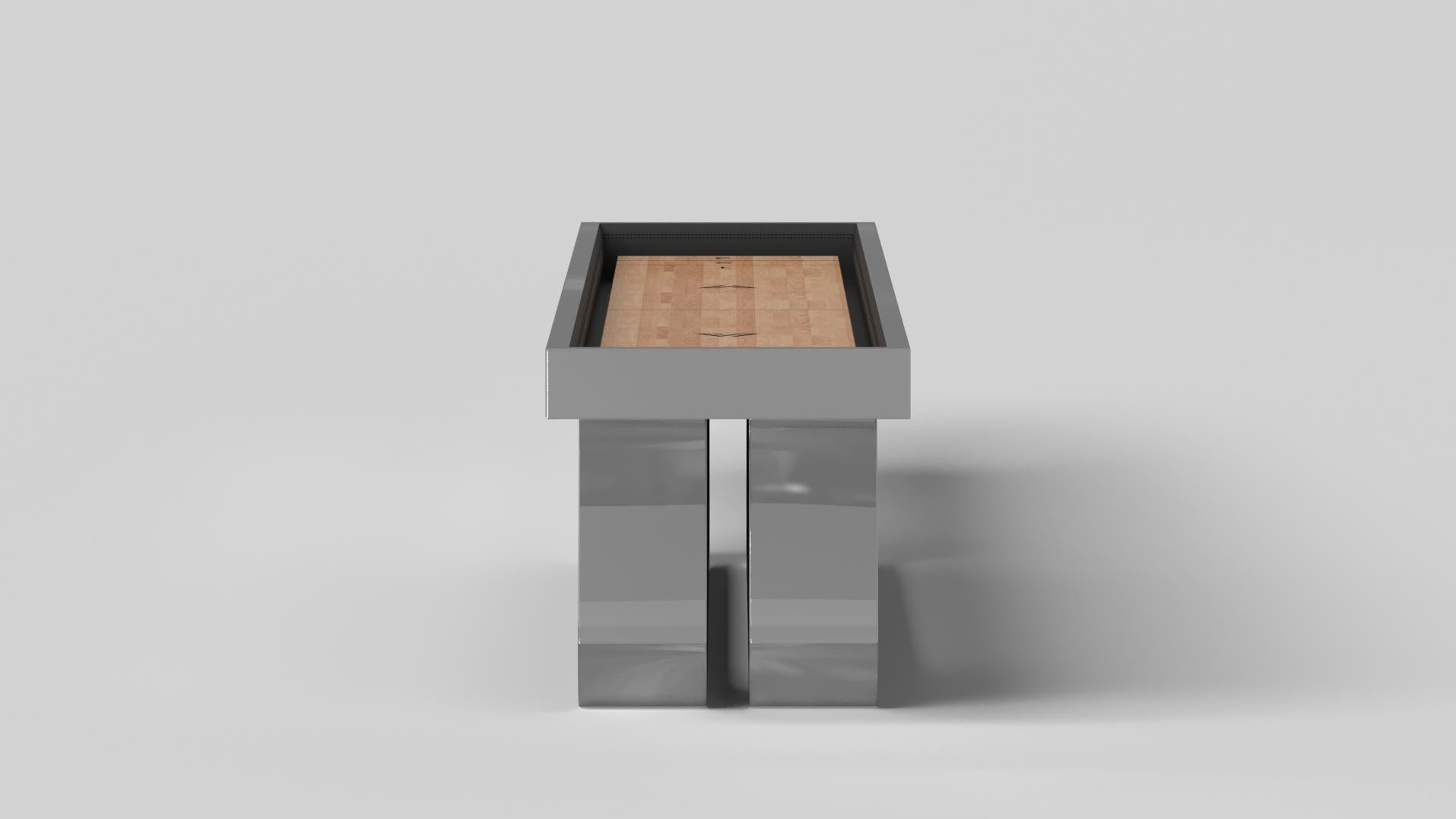 Moderne Elevate Customs Luge Shuffleboard Table/Étiquette en acier inoxydable en 22' - USA en vente
