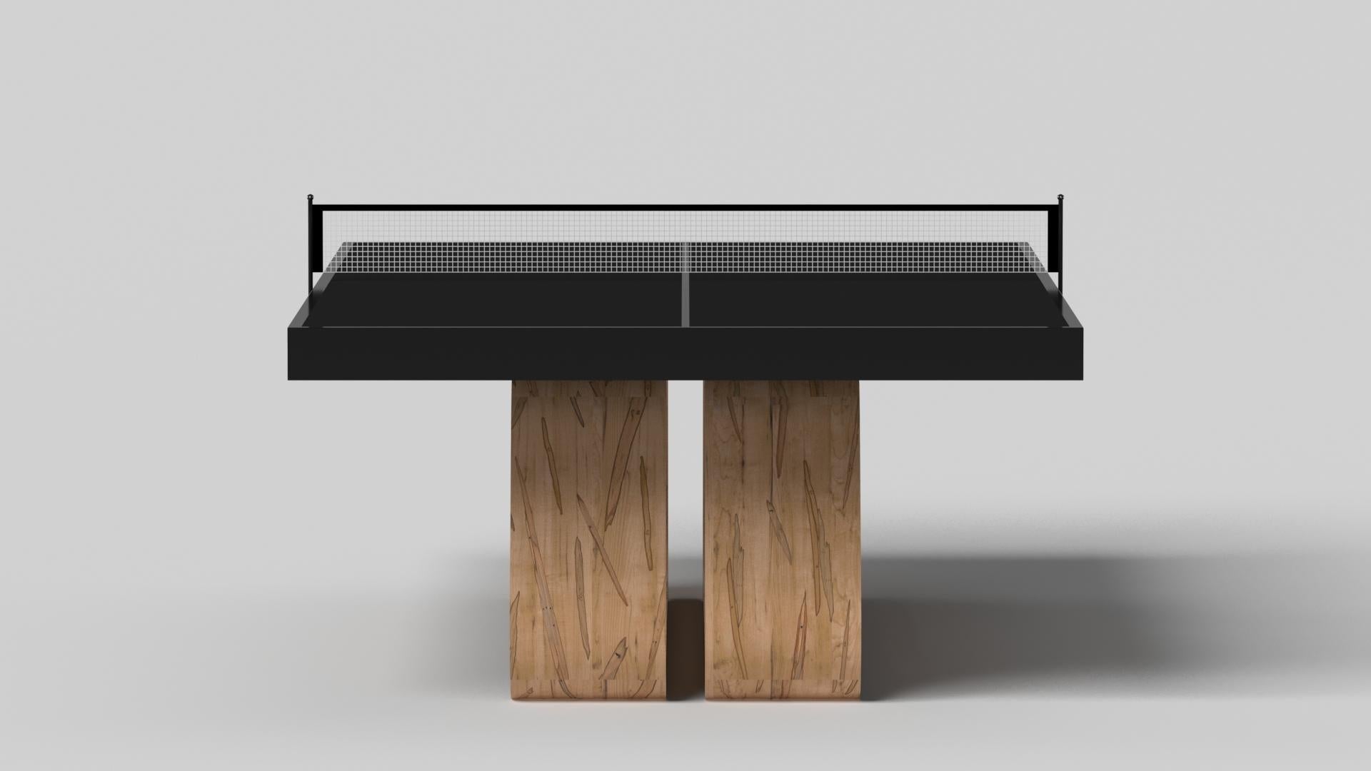 Modern Elevate Customs Luge Tennis Table / Solid Curly Maple Color in 9' -Made in USA For Sale