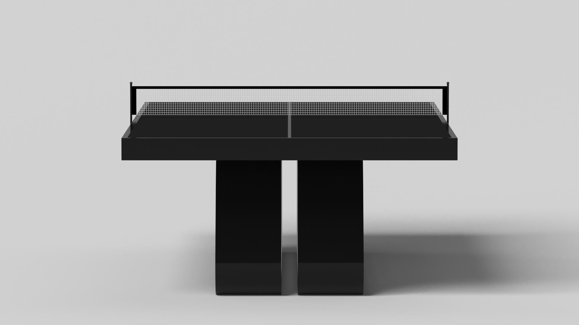 Modern Elevate Customs Luge Tennis Table / Solid Pantone Black Color in 9' -Made in USA For Sale
