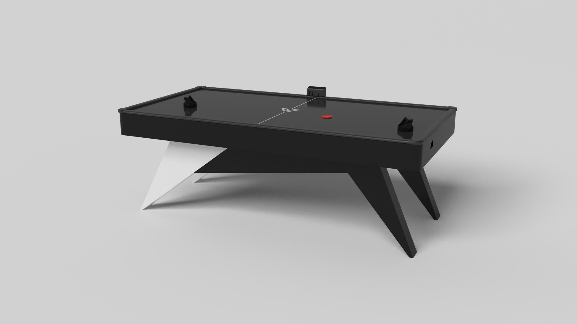 Simple yet sophisticated, the Mantis air hockey table puts a fresh, modern spin on a classic four-legged design. Sharp angles and tapered legs provide sleek stability.

Size:

88”X45”X31”
