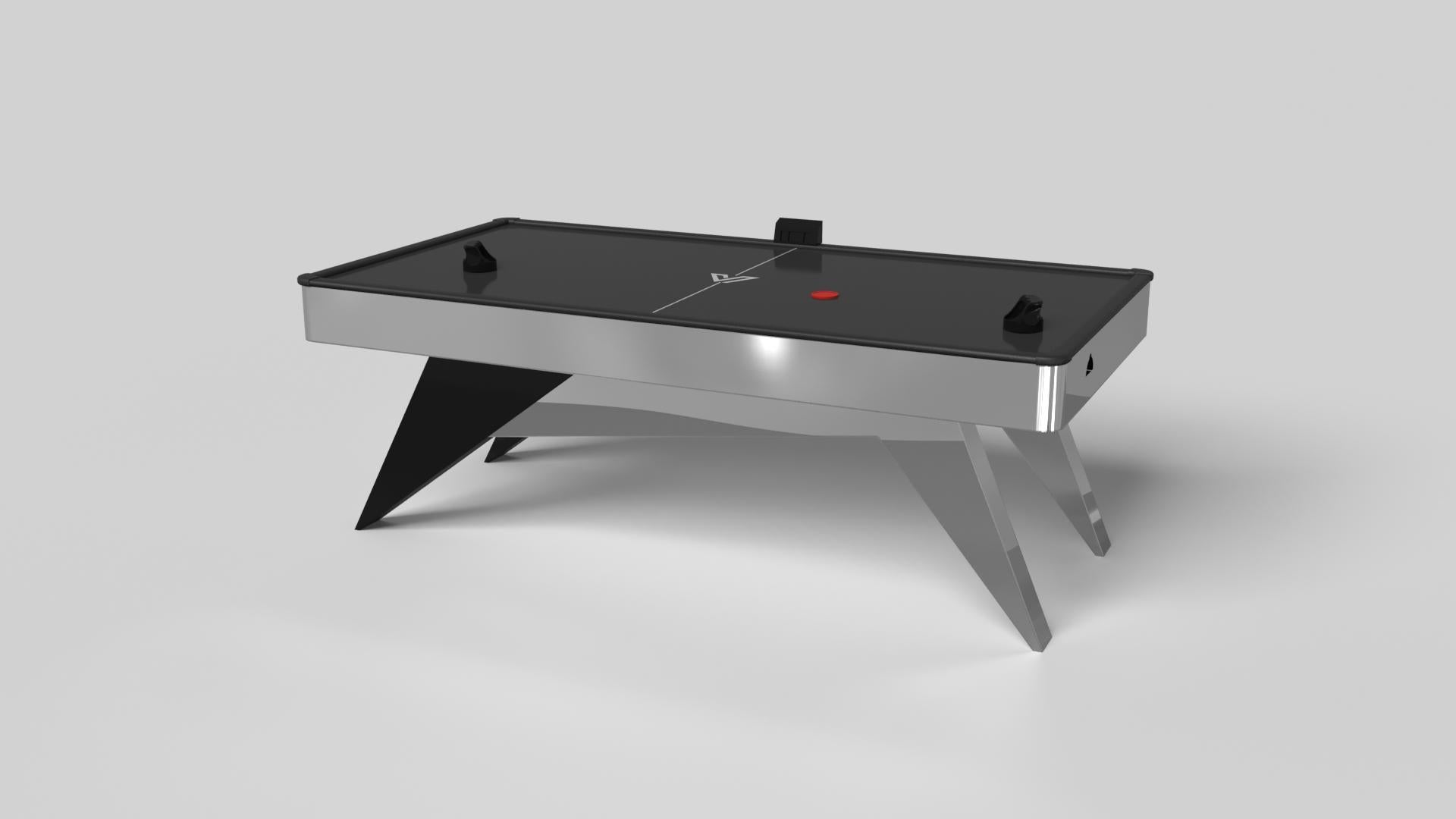 Simple yet sophisticated, the Mantis air hockey table puts a fresh, modern spin on a classic four-legged design. Sharp angles and tapered legs provide sleek stability.

Size:

88”X45”X31”