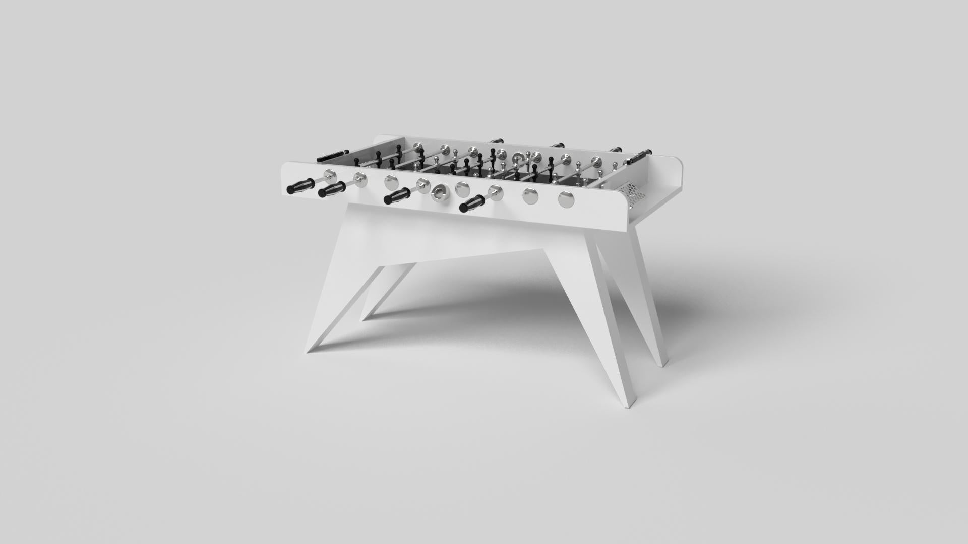 Simple yet sophisticated, the Mantis foosball table puts a fresh, modern spin on a classic four-legged design. Sharp angles and tapered legs provide sleek stability.

Size:

62”X31”X36”