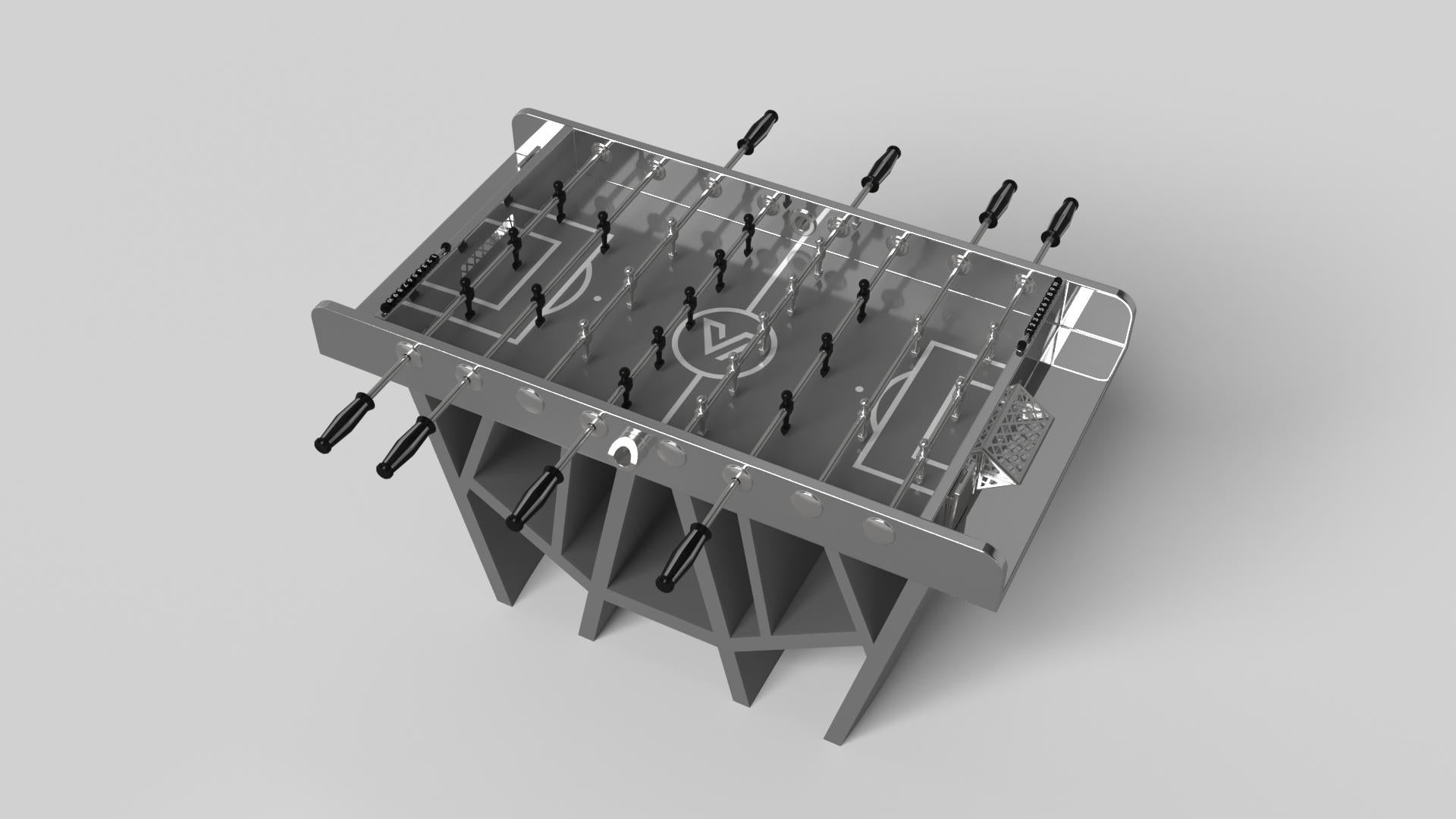 American Elevate Customs Maze Foosball Tables / Stainless Steel Metal in 5' - Made in USA For Sale