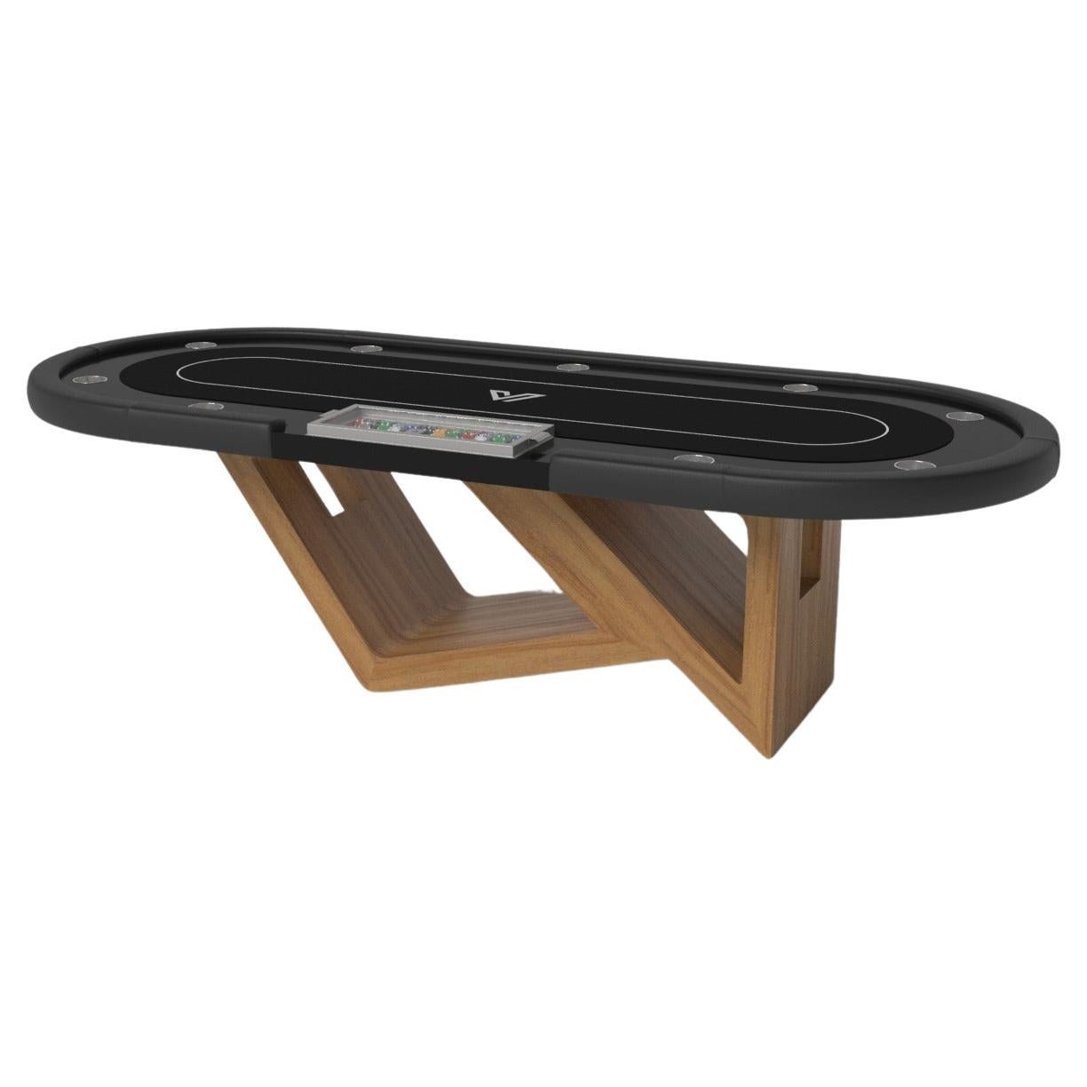 Elevate Customs Rumba Poker Tables / Solid Teak Wood  in 8'8" - Made in USA For Sale