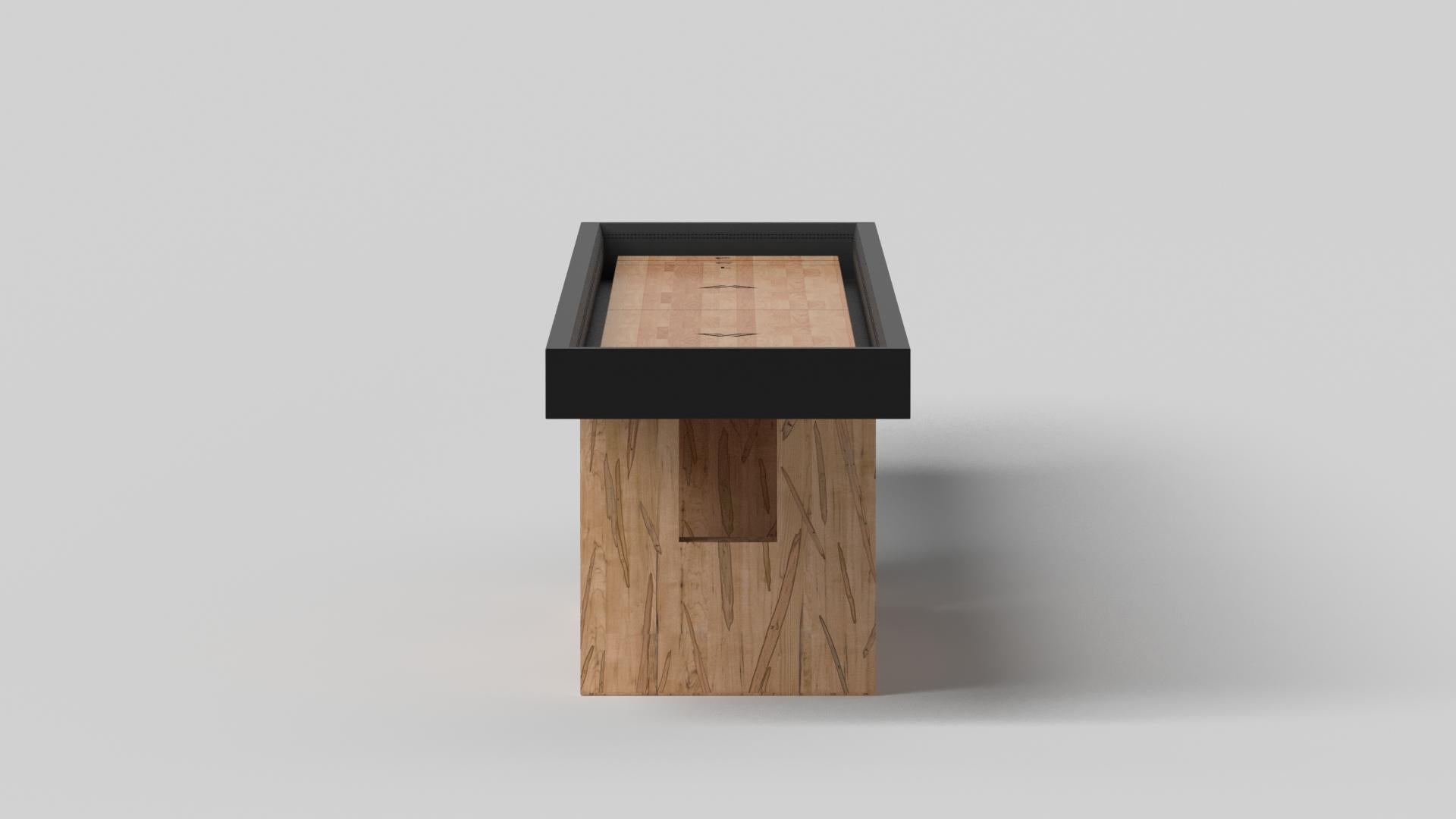 Moderne Elevate Customs Rumba Shuffleboard Tables / Bois d'érable bouclé massif de 14' - USA en vente