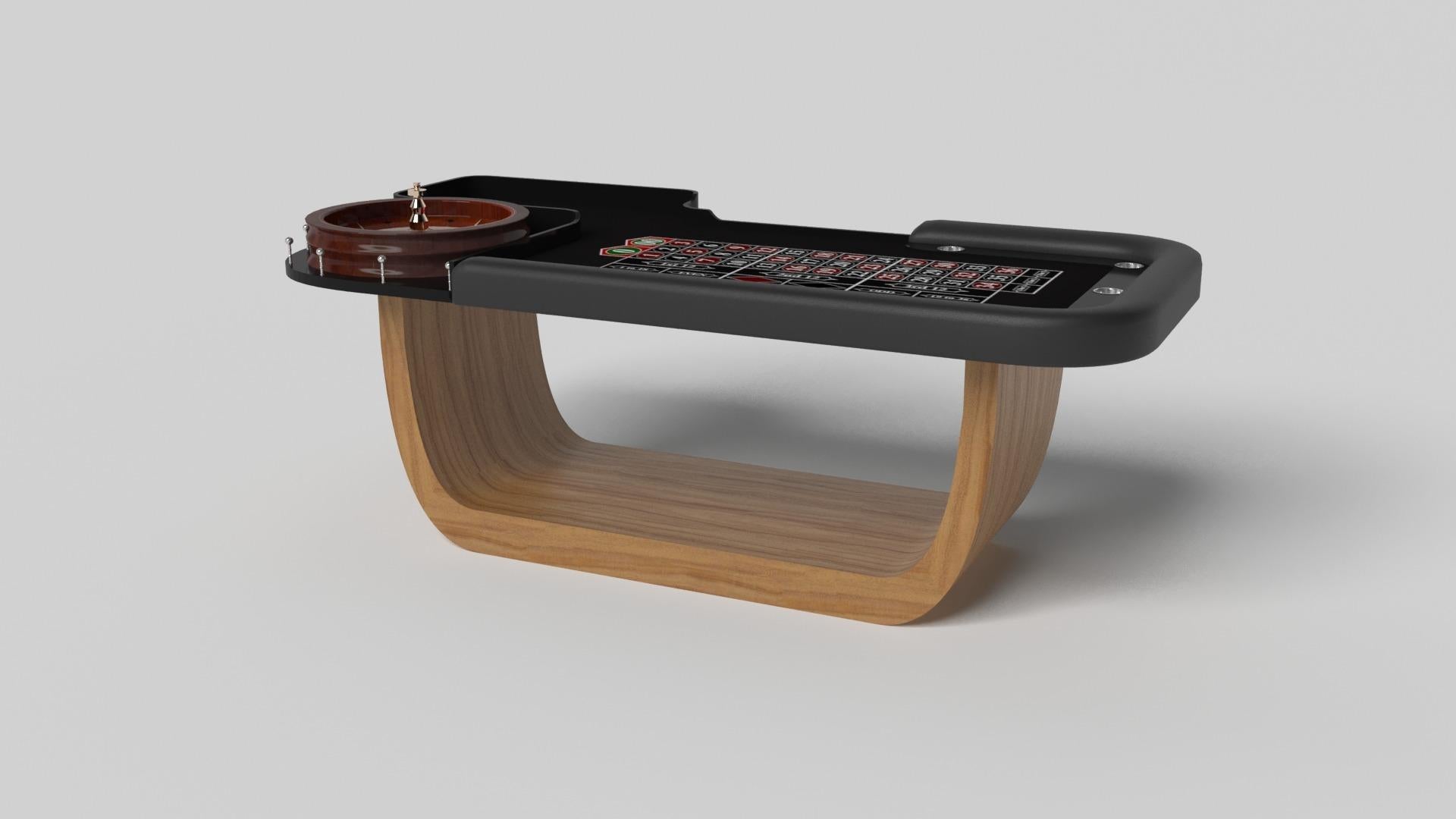 Handcrafted with intricate accents and a precision-carved curved base, the Sid roulette table in black encompasses a series of smooth edges, distinctive details, and unconventional elements in one unique expression of luxury design. Built by hand