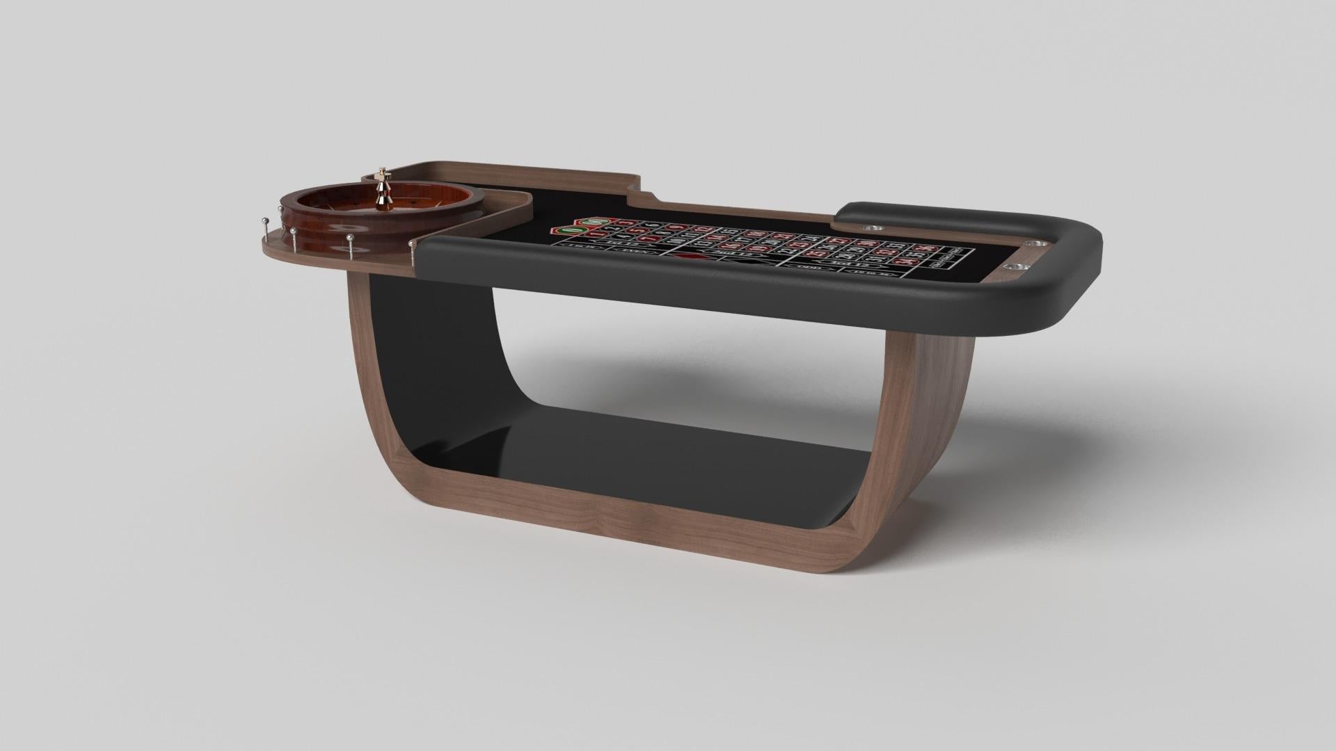 Handcrafted with intricate accents and a precision-carved curved base, the Sid roulette table in black encompasses a series of smooth edges, distinctive details, and unconventional elements in one unique expression of luxury design. Built by hand