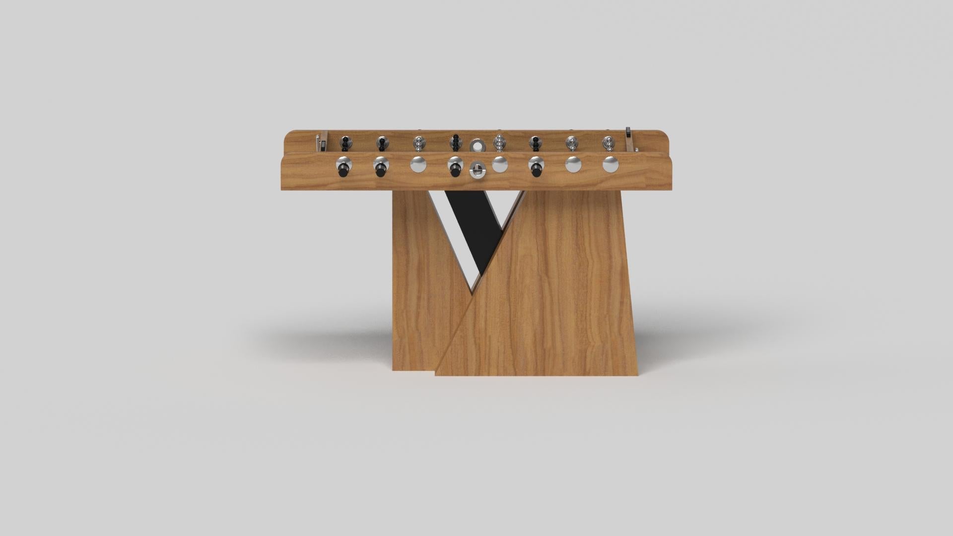 Hand-Crafted Elevate Customs Stilt Foosball Tables / Solid Teak Wood in 5' - Made in USA For Sale