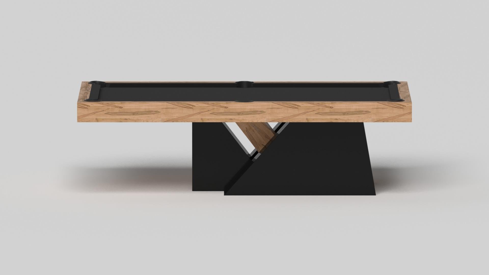 Modern Elevate Customs Stilt Pool Table / Solid Curly Maple Wood in 9' - Made in USA For Sale