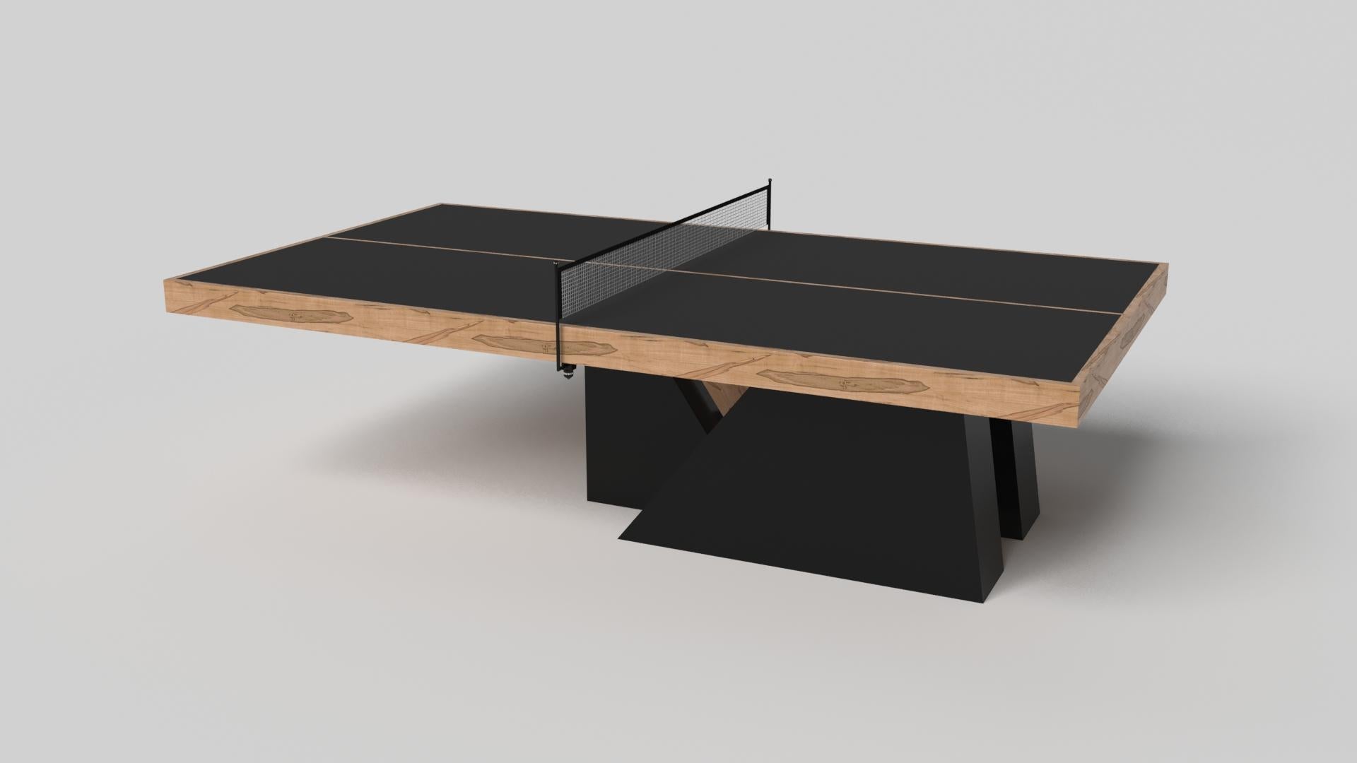 An asymmetric base creates a free-floating silhouette, making the Stilt table tennis table in chrome with walnut a compelling, contemporary addition to the modern home. Crafted from durable metal with walnut wood accents, this luxury handcrafted