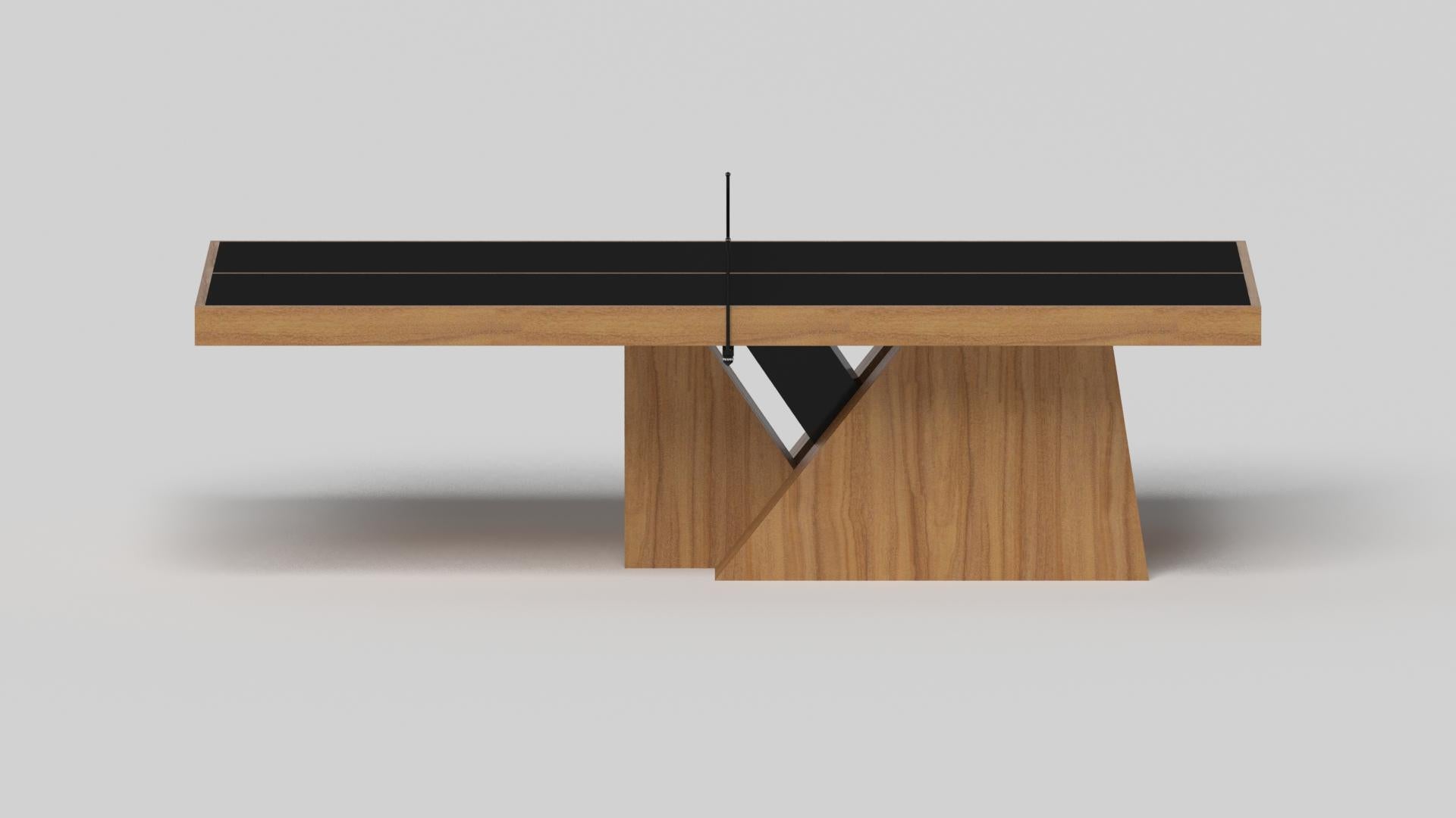 Moderne Table de tennis Stilt sur mesure / Bois de teck massif de 9' - Fabriqué aux États-Unis en vente