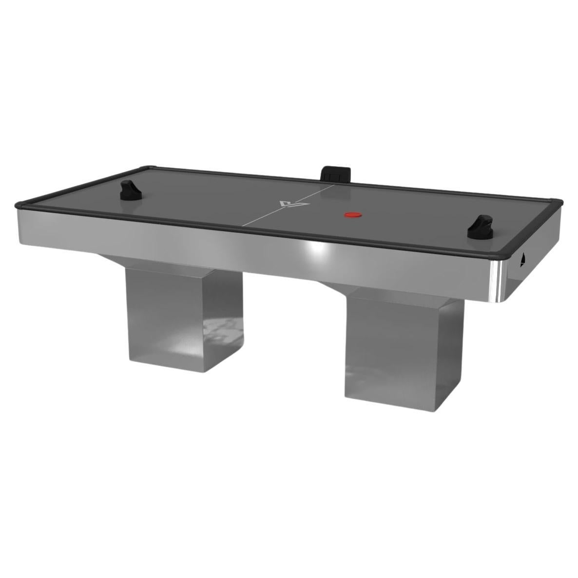 Elevate Customs Trestle Air Hockey Table/Stainless Steel Metal in 7'-Made in USA For Sale