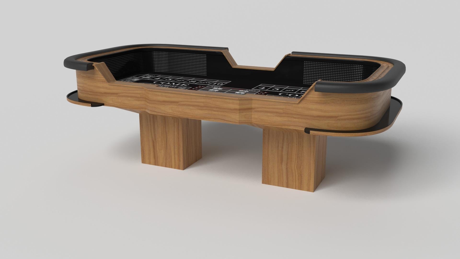 Minimalist design meets opulent elegance in the Trestle craps table. Detailed with a professional surface for endless game play, this contemporary table is expertly crafted. Square block legs give it a stark, geometric look that contributes to its