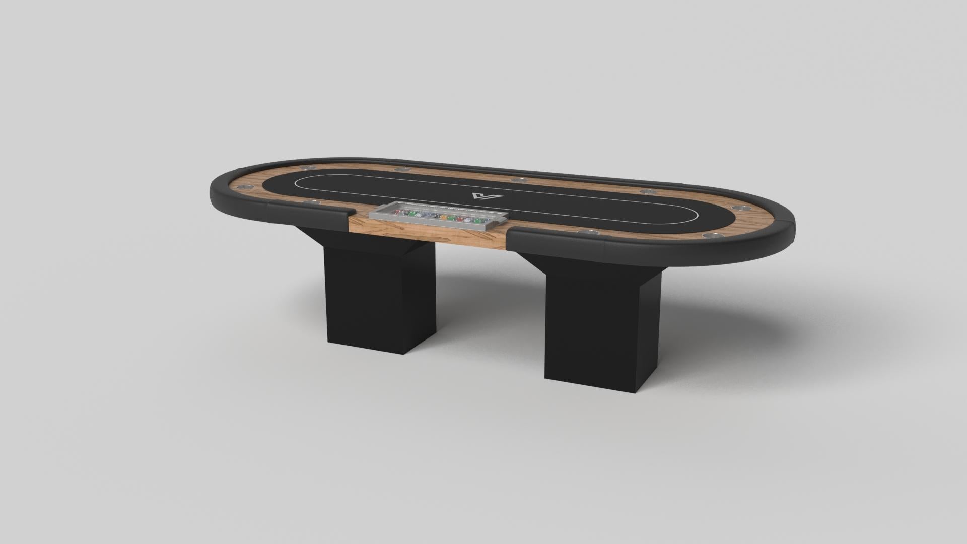 Le design minimaliste rencontre l'élégance opulente dans la table de poker Trestle. Détaillée avec une surface professionnelle pour des jeux sans fin, cette table contemporaine est fabriquée de manière experte. Les pieds carrés lui confèrent un