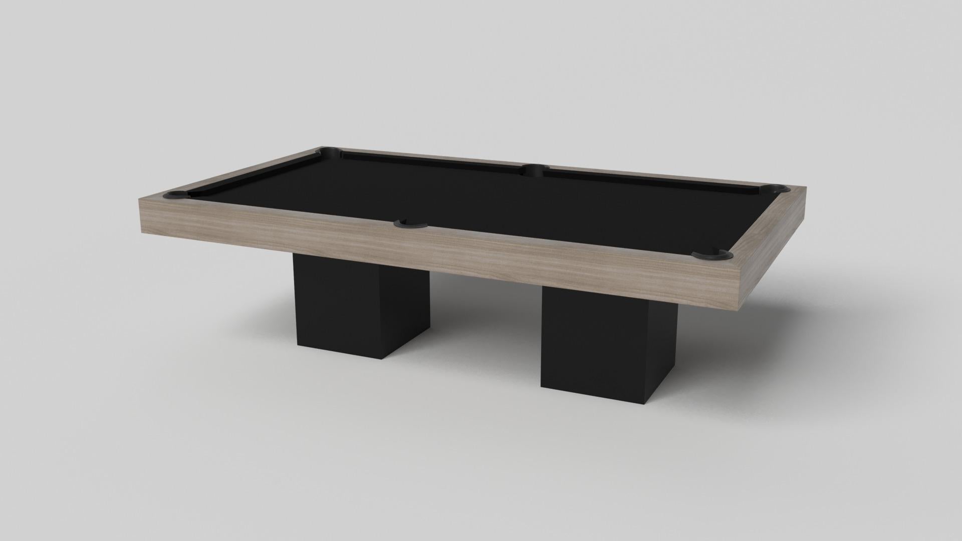 Minimalist design meets opulent elegance in the Trestle pool table. Detailed with a professional surface for endless game play, this contemporary table is expertly crafted. Square block legs give it a stark, geometric look that contributes to its