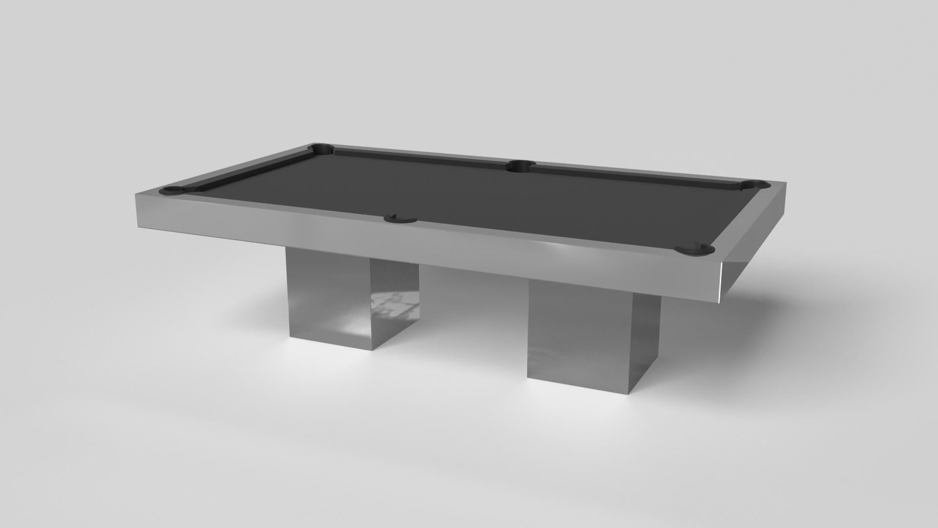 Minimalist design meets opulent elegance in the Trestle pool table. Detailed with a professional surface for endless game play, this contemporary table is expertly crafted. Square block legs give it a stark, geometric look that contributes to its