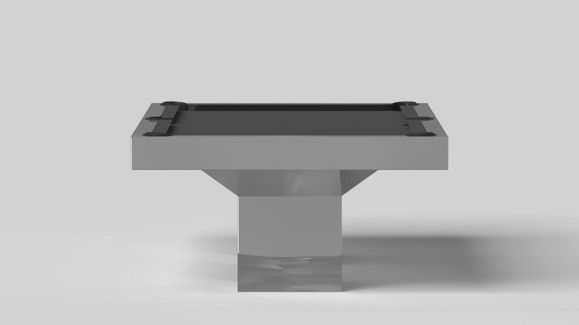 Minimalist Elevate Customs Trestle Pool Table / Stainless Steel Metal in 8.5' - Made in USA For Sale