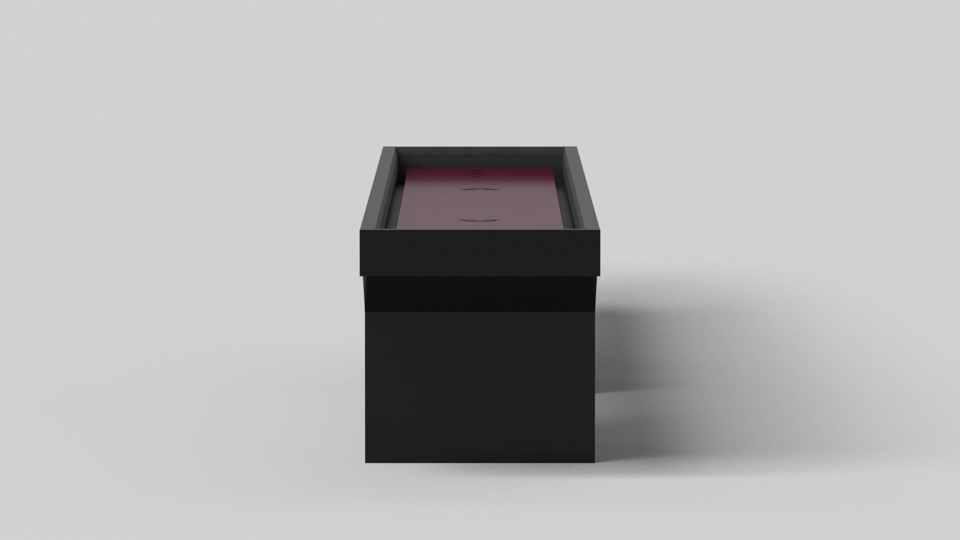 Minimalist Elevate Customs Trestle Shuffleboard Table/Solid Pantone Black Color in 22' -USA For Sale