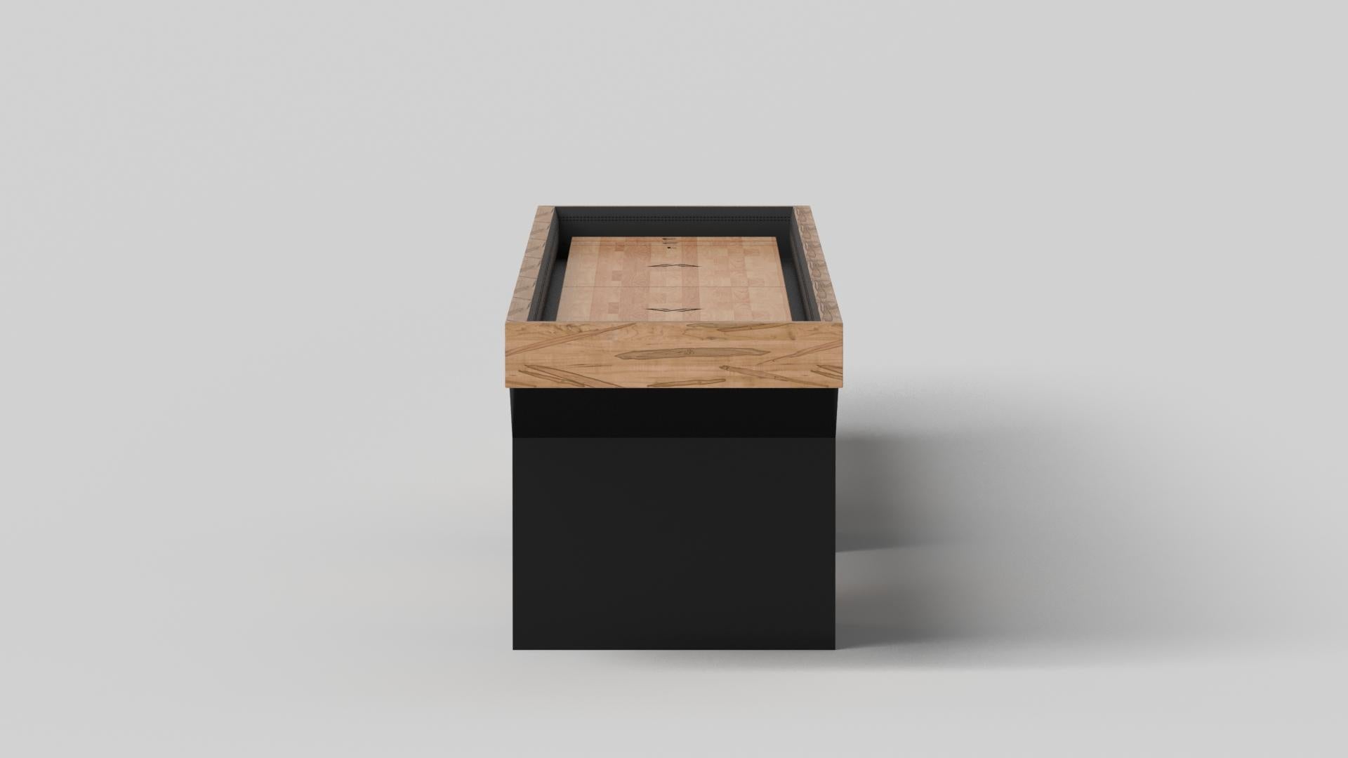 Minimaliste Elevate Customs Trestle Shuffleboard Tables / Bois d'érable bouclé massif de 16' -USA en vente