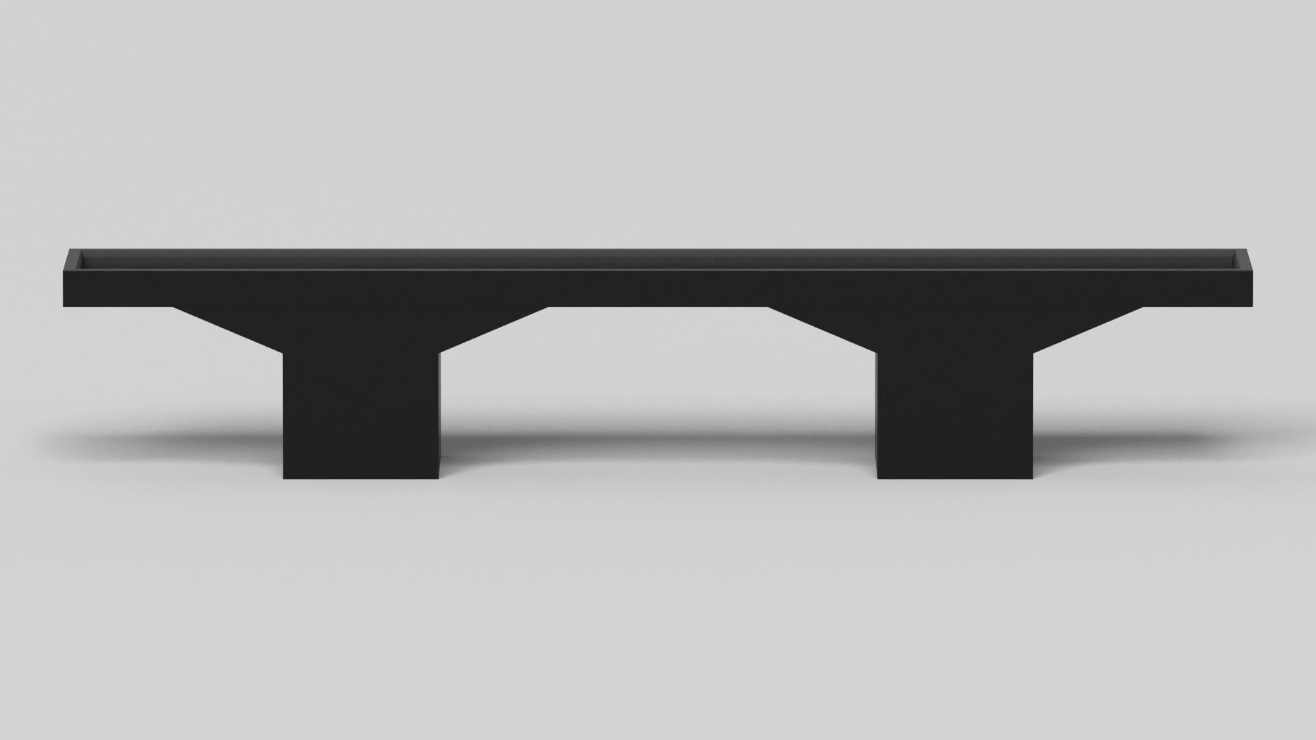 Elevate Customs Trestle Shuffleboard-Tische/Solid Pantone Schwarze Farbe in 16'-USA (amerikanisch) im Angebot