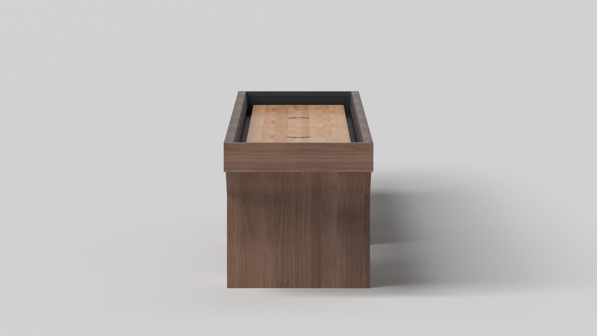 Minimalist Elevate Customs Trestle Shuffleboard Tables / Solid Walnut Wood in 12' - USA For Sale