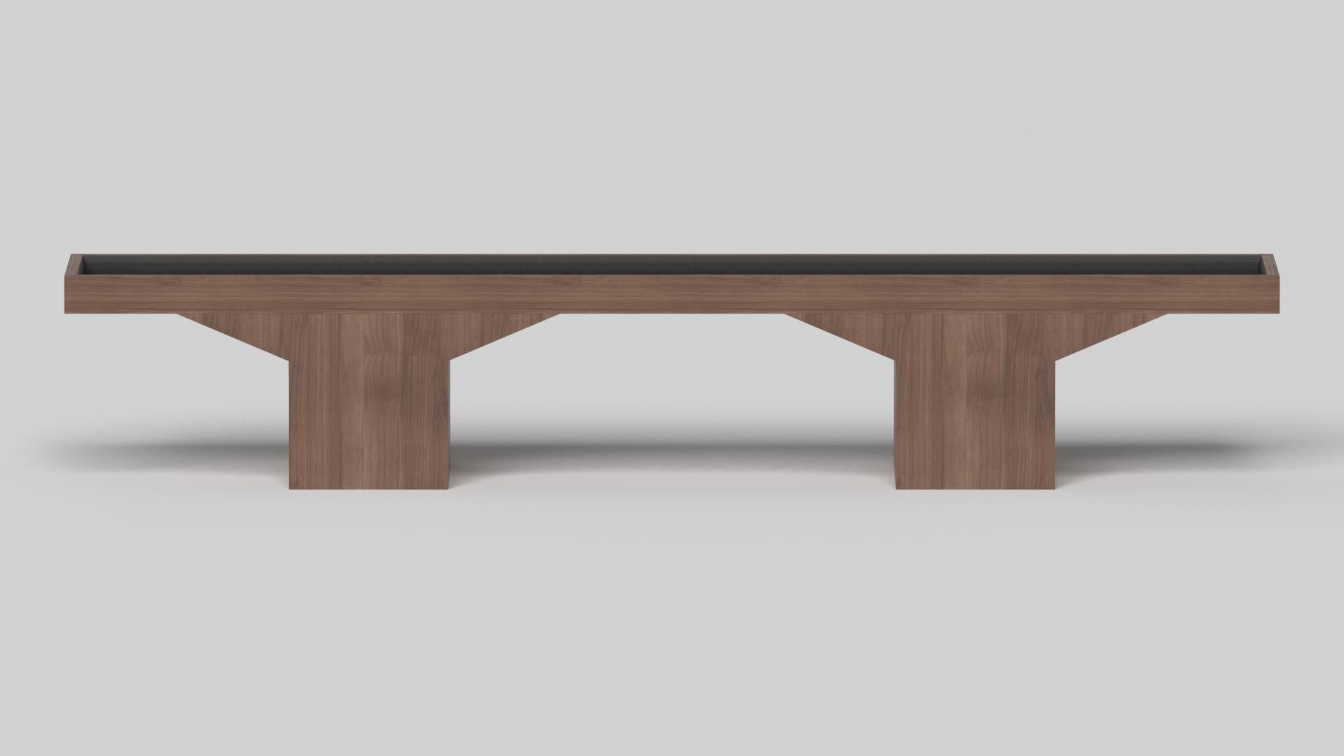 Américain Elevate Customs Trestle Shuffleboard Tables / Solid Walnut Wood in 22' - USA en vente