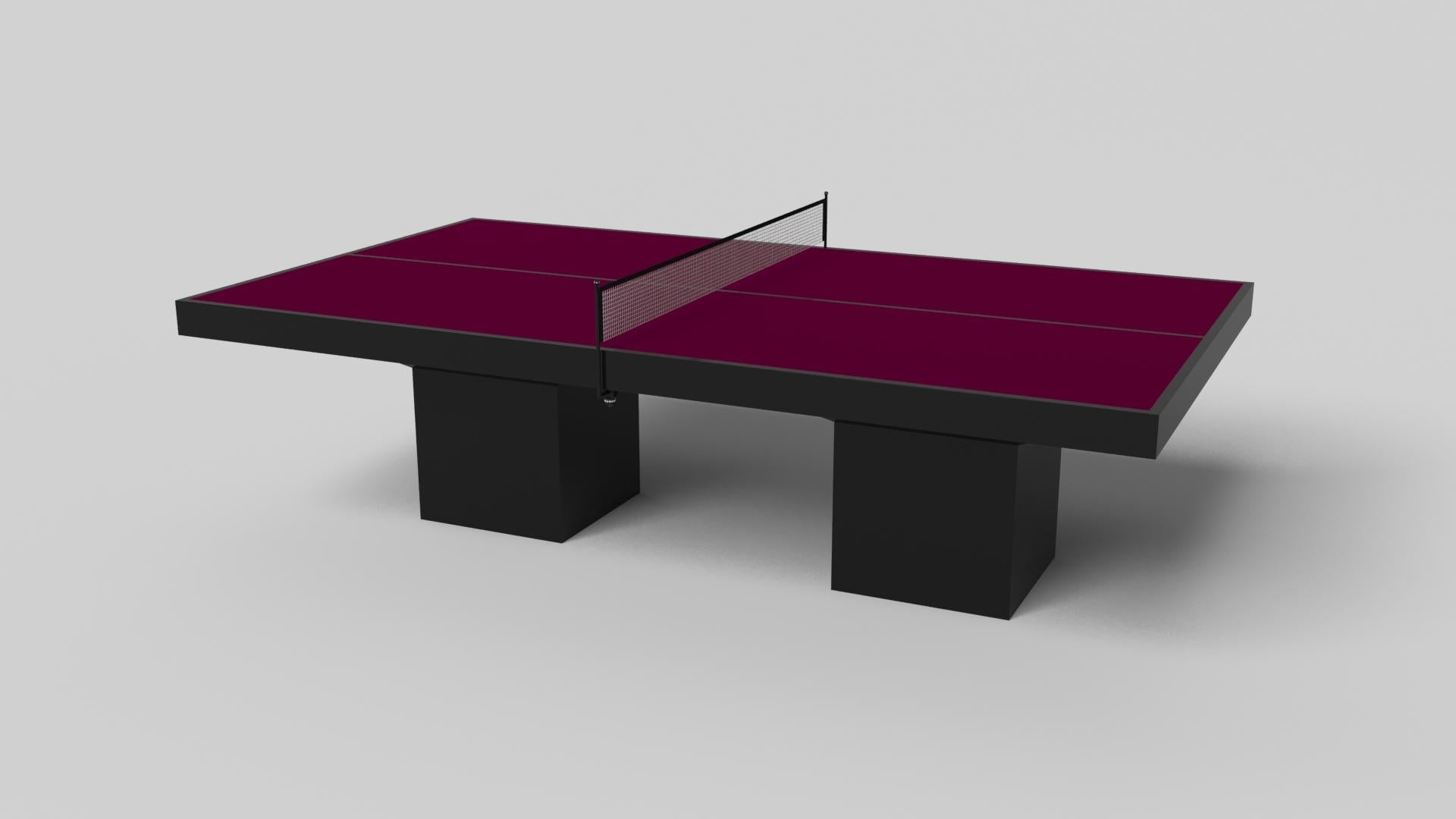 Minimalist design meets opulent elegance in the Trestle table tennis table. Detailed with a professional surface for endless game play, this contemporary table is expertly crafted. Square block legs give it a stark, geometric look that contributes