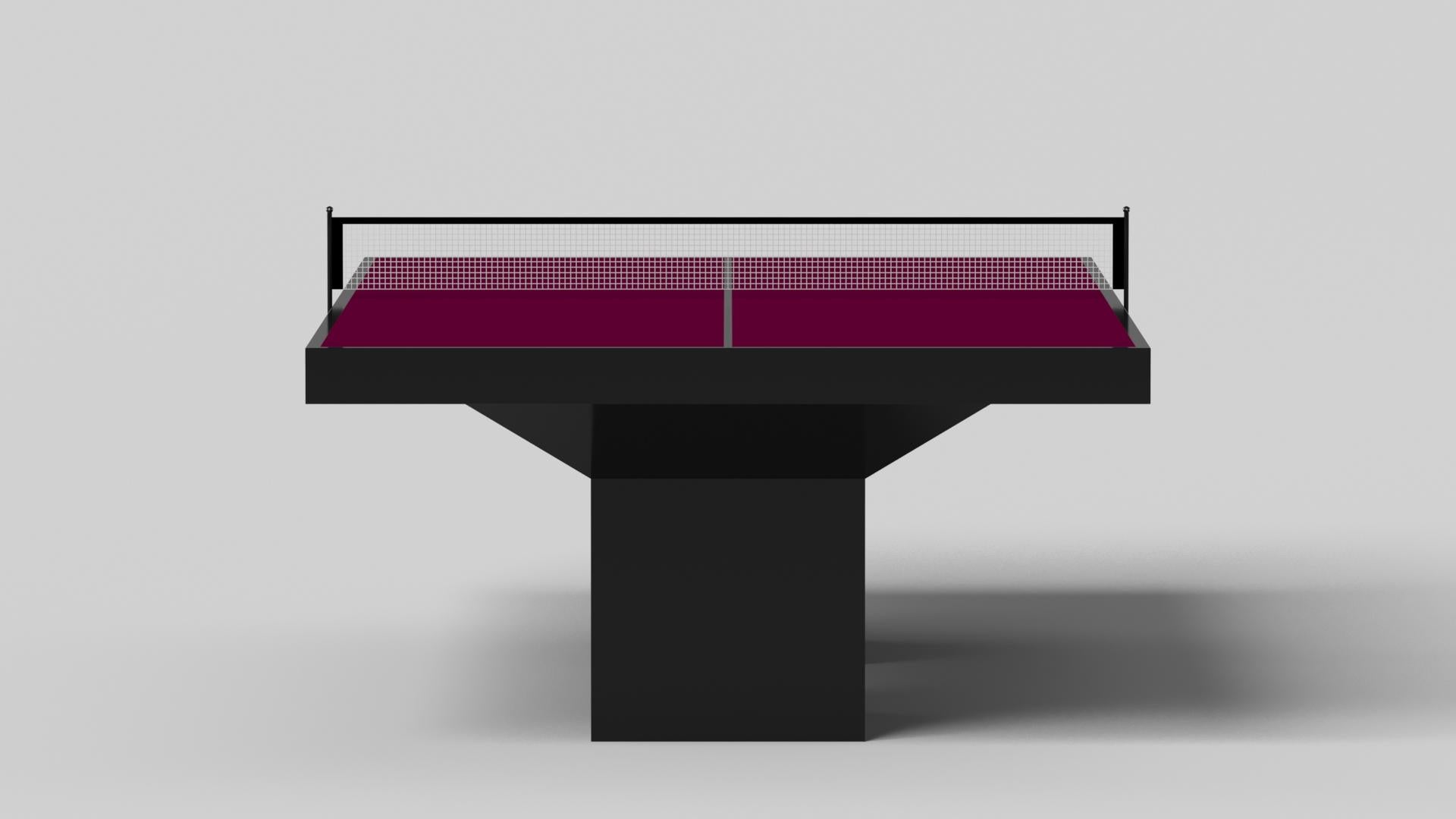 Minimalist Elevate Customs Trestle Tennis Table / Solid Pantone Black in 9' - Made in USA For Sale