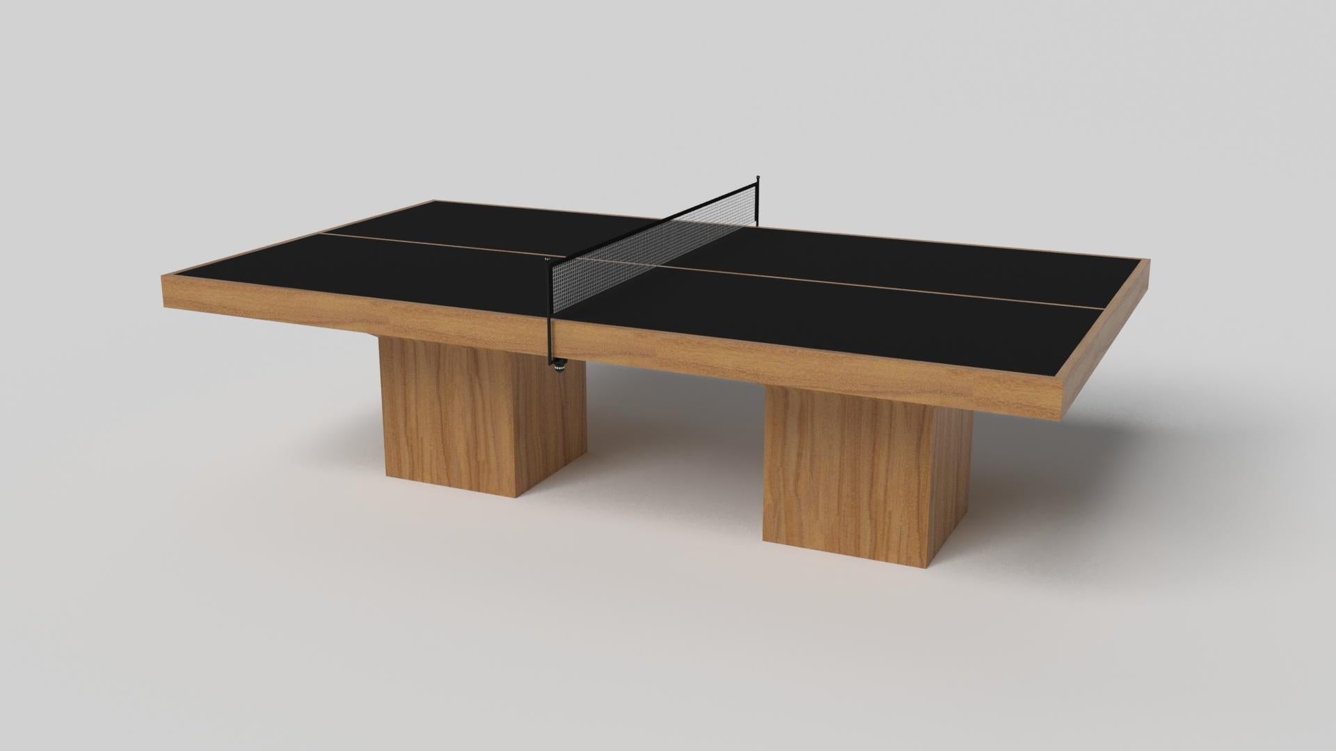 Minimalist design meets opulent elegance in the Trestle table tennis table. Detailed with a professional surface for endless game play, this contemporary table is expertly crafted. Square block legs give it a stark, geometric look that contributes