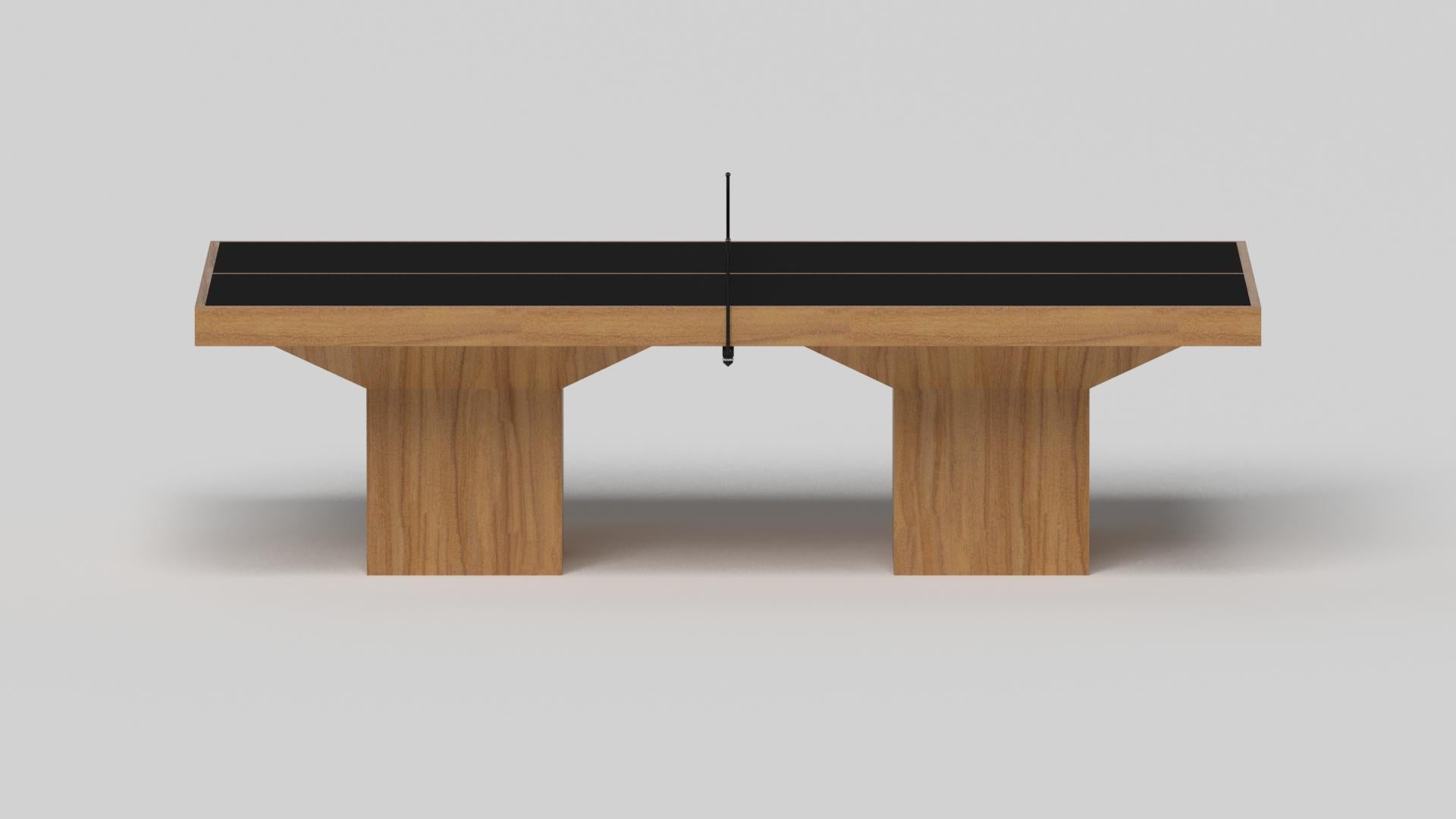 Minimalist Elevate Customs Trestle Tennis Table / Solid Teak Wood in 9' - Made in USA For Sale