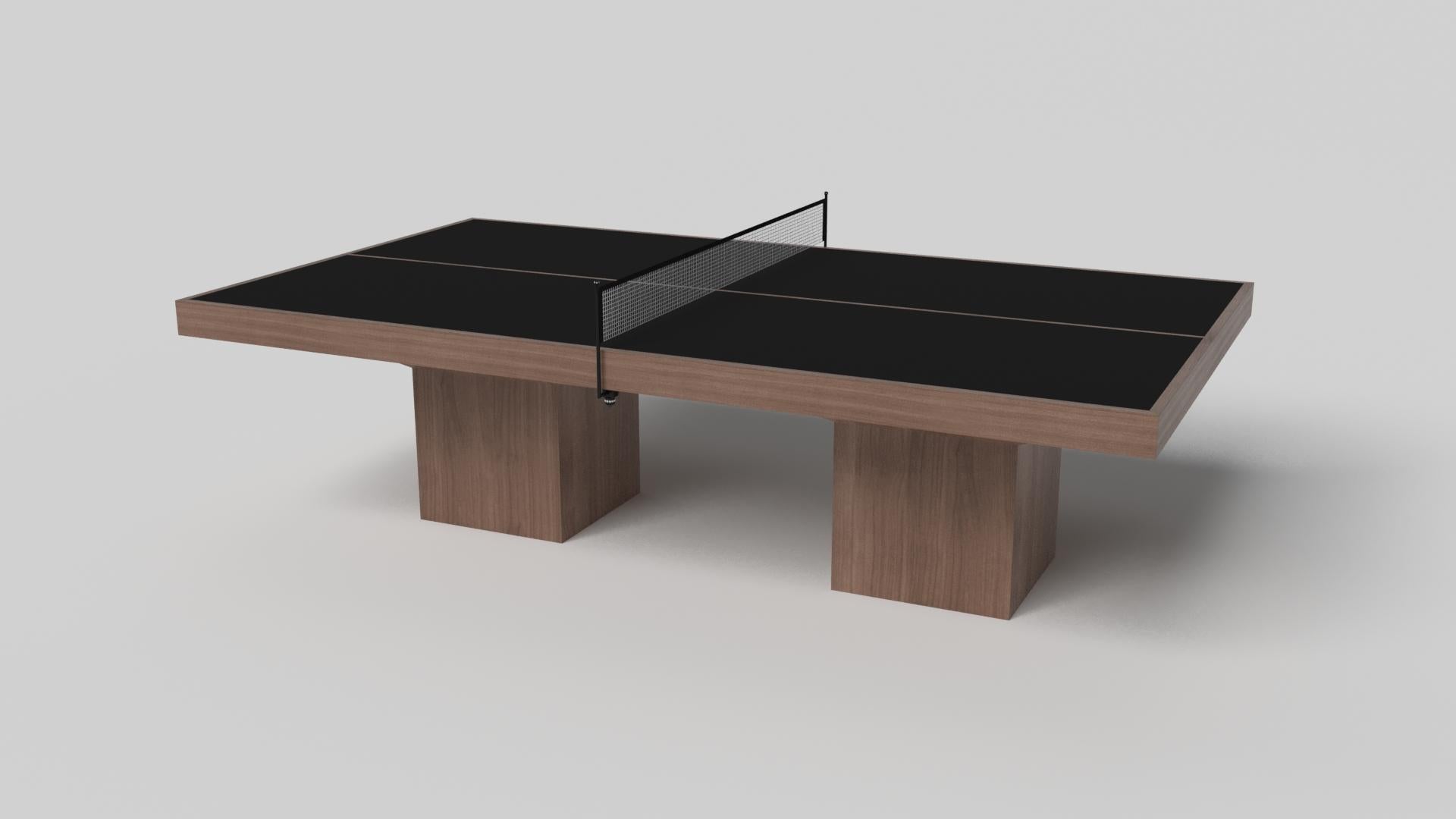 Minimalist design meets opulent elegance in the Trestle table tennis table. Detailed with a professional surface for endless game play, this contemporary table is expertly crafted. Square block legs give it a stark, geometric look that contributes