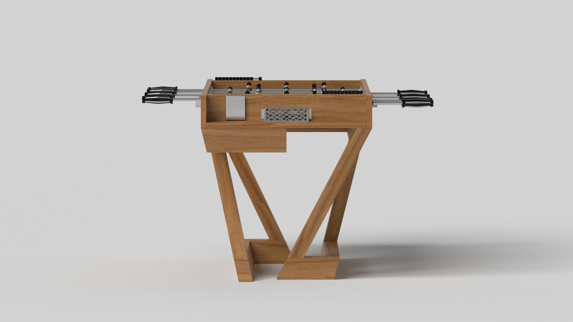 Modern Elevate Customs Trinity Foosball Tables / Solid Teak Wood in 5' - Made in USA For Sale
