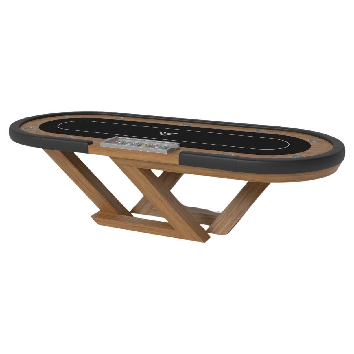 Elevate Customs Trinity Poker Tables / Solid Teak Wood in 8'8" - Made in USA For Sale