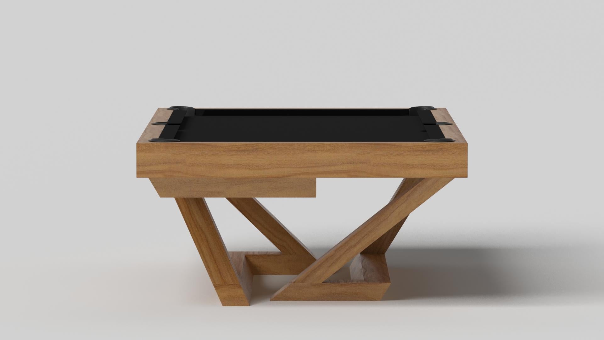 Modern Elevate Customs Trinity Pool Table / Solid Teak Wood  in 7'/8' - Made in USA For Sale