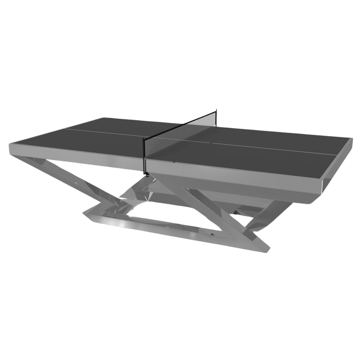 Elevate Customs Trinity  Tennis Table / Stainless Steel Metal in 9' -Made in USA For Sale