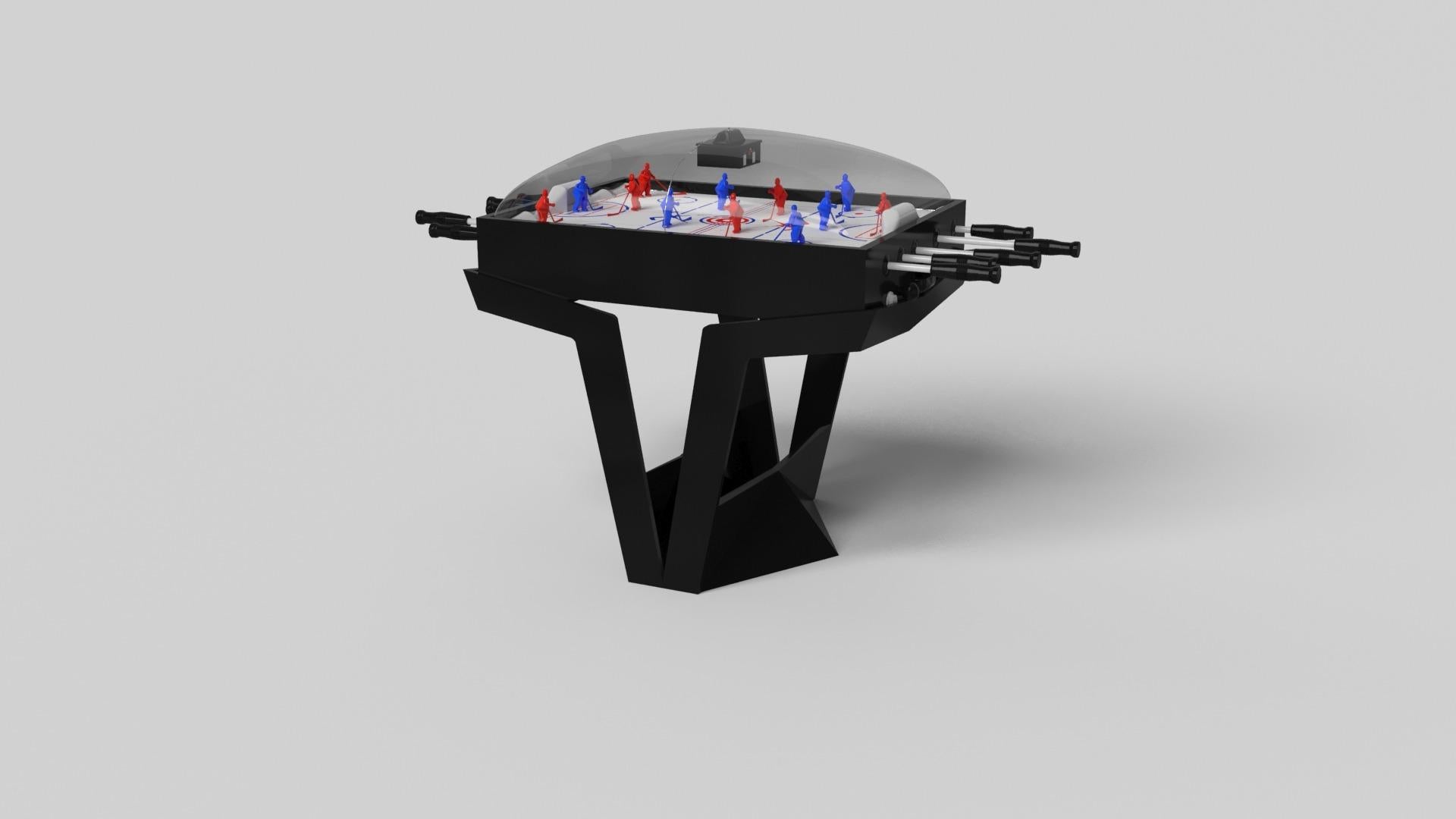La table de hockey dôme Enzo s'inspire des angles aérodynamiques des véhicules européens haut de gamme. Conçue avec des lignes épurées en forme de V et une utilisation réfléchie de l'espace négatif, cette table affiche un esprit énergique tout en