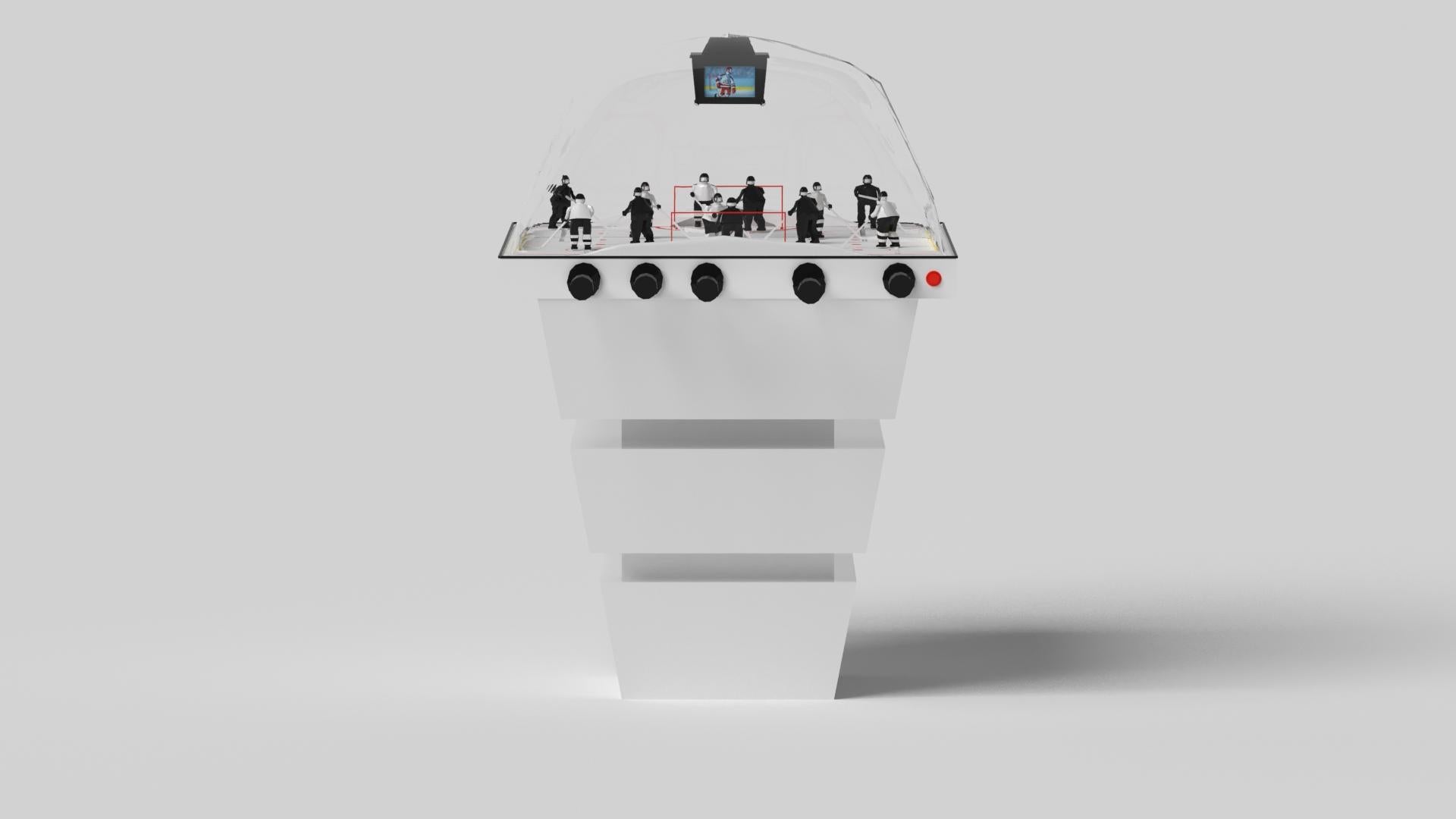 Moderne Elevate Customs Upgraded Louve Dome Hockey Table/Solid Pantone White in 3'9