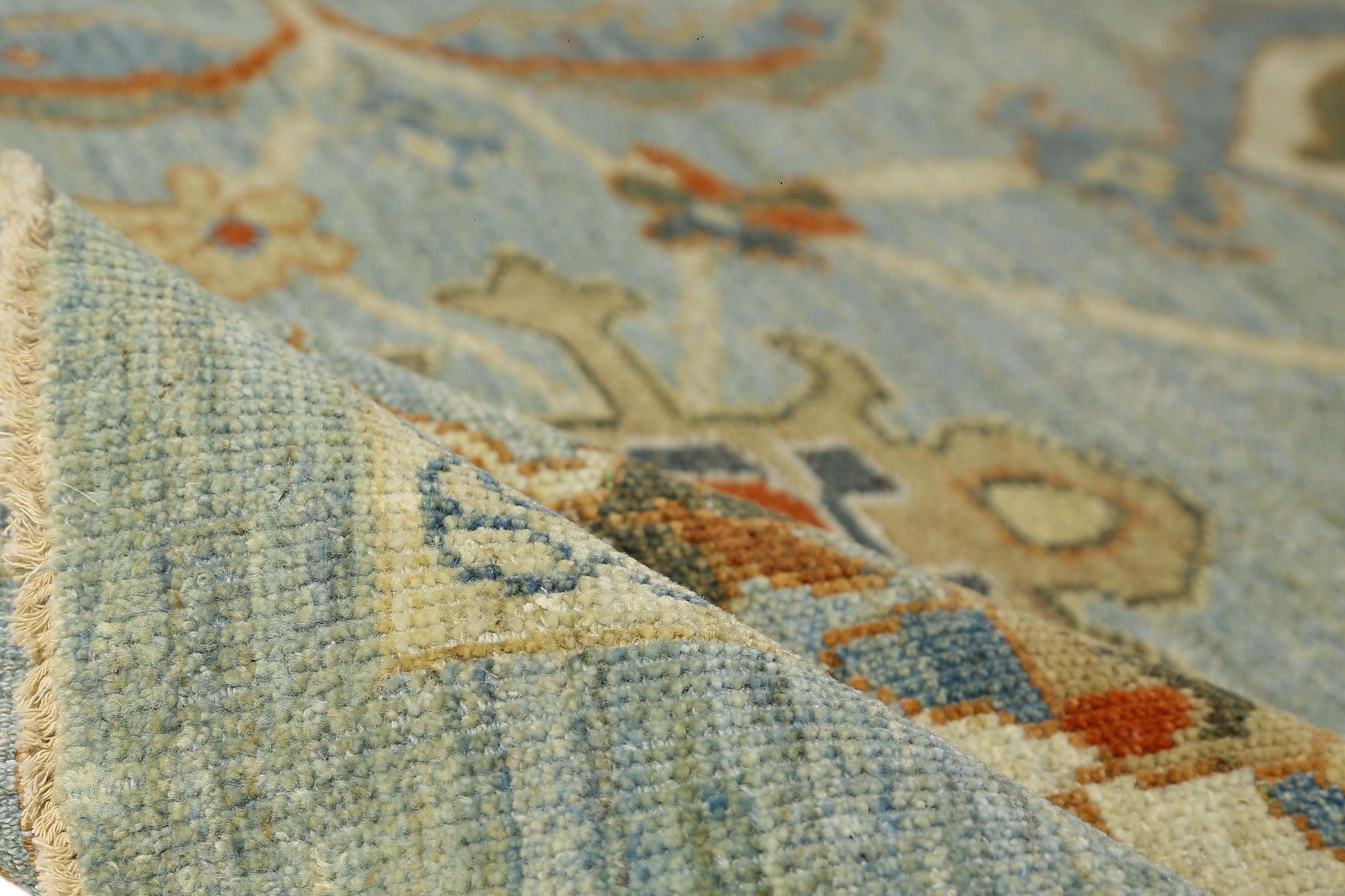 Afghanistan Sultanabad-Teppiche Circa 1990 - Wolle Hellblaues Design - 95565 im Zustand „Hervorragend“ im Angebot in Dallas, TX