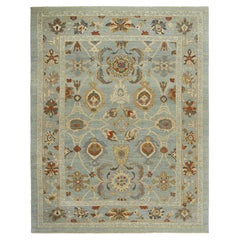 Elevate Your Space with a Beautiful Handmade Turkish Sultanabad Rug, Light Blue