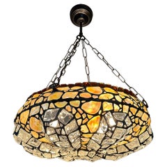 Elevate Your Space with a Large 19.7Ø Used Chunky Stained Glass Pendant Light