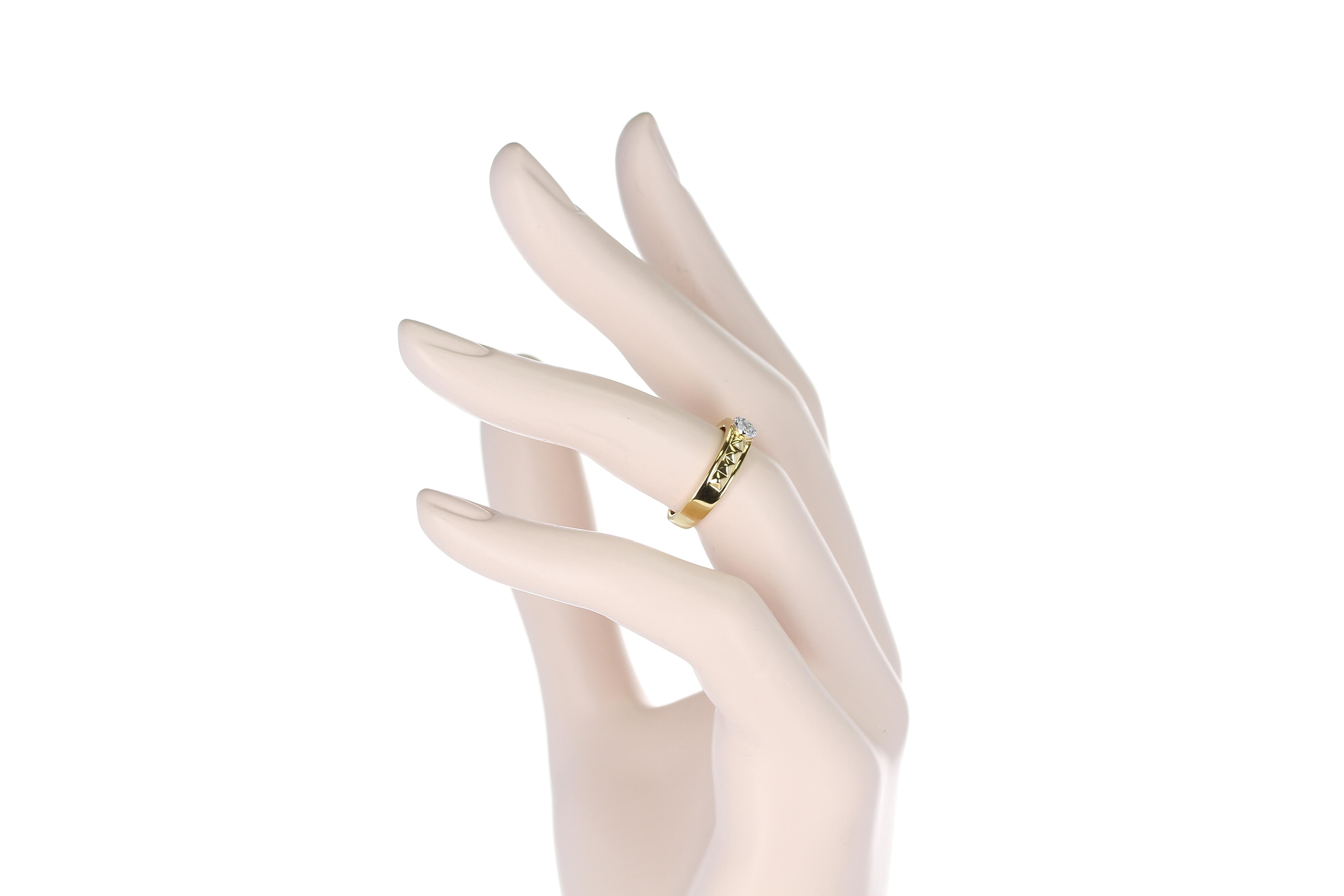 Elevated Pyramid Yellow Gold Ring with Diamonds, 14 Karat 5