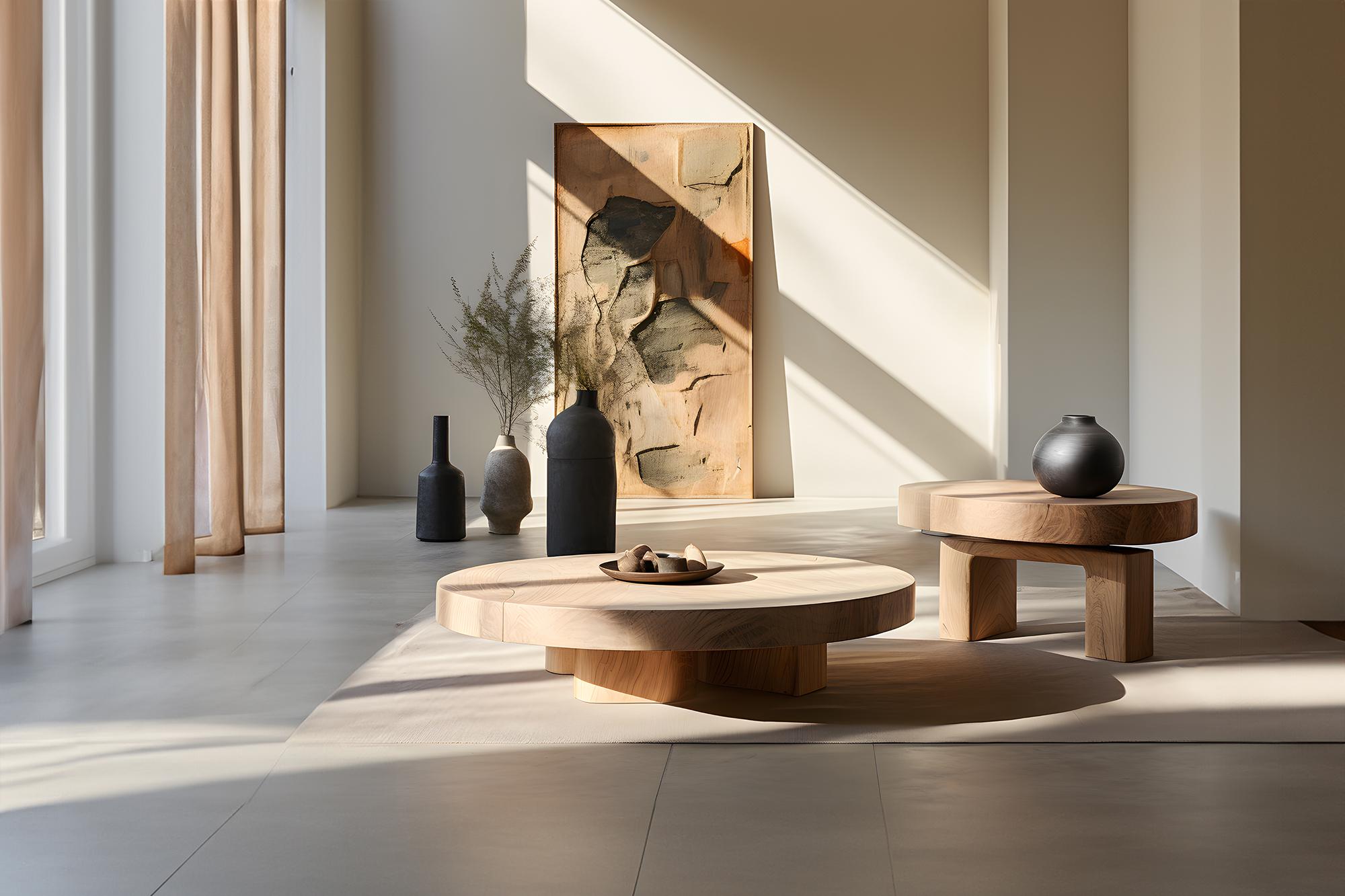 Contemporary Elevated Square Coffee Table in Natural Oak - Timeless Fundamenta 33 by NONO For Sale