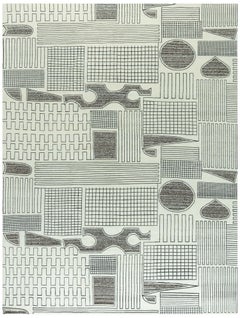 « Elevation » : tapis Art déco moderne surdimensionné couleur anthracite, signé Doris Leslie Blau