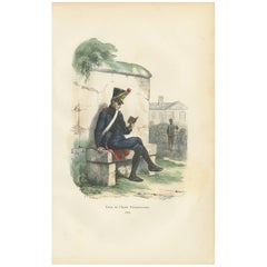 Éleve de l
École Polytechnique, Impression de l
uniforme de la garde impériale, France 1843